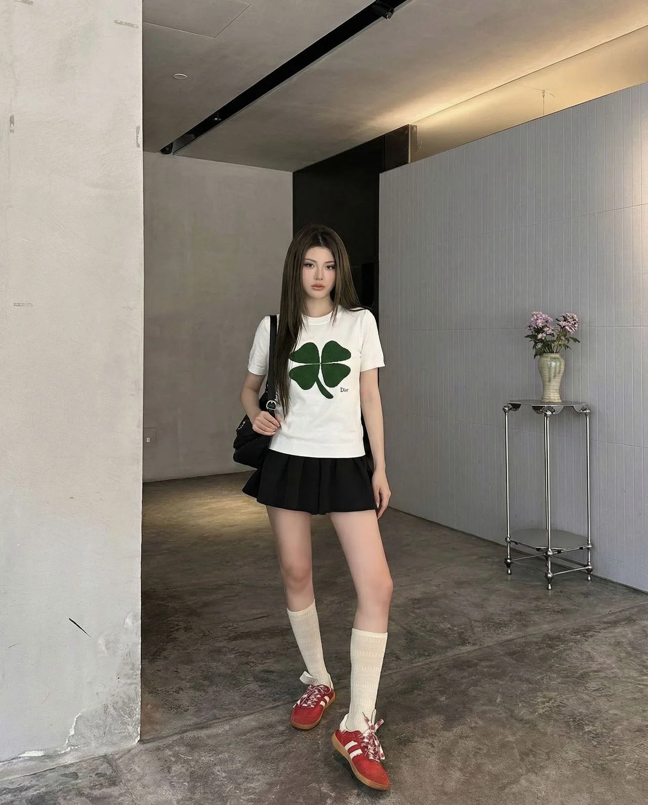 디올 네잎클로버 울 니트 반팔 탑 상세 이미지 3
