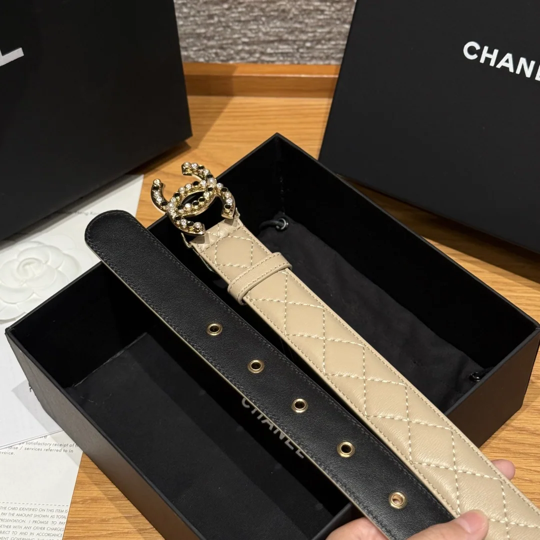 샤넬 다이아몬드 패턴 램스킨 더블 C 메탈 벨트 상세 이미지 6