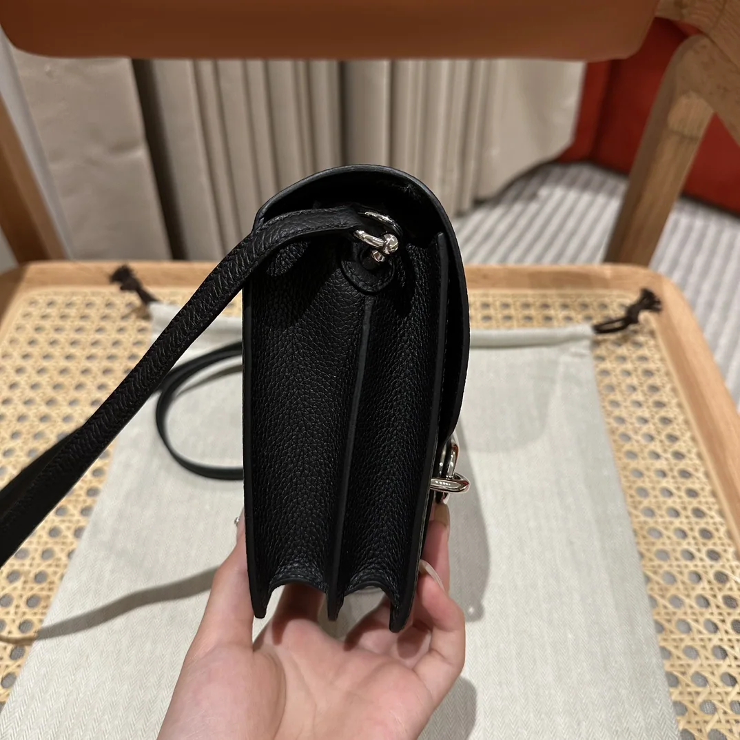 에르메스 토고 실버 장식 블랙 소가죽 핸드백 19 CM 상세 이미지 4