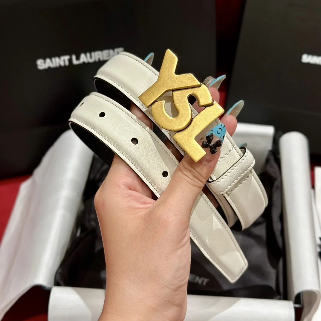 생로랑 YSL 금속 버클 양면 가죽 벨트 상세 이미지 2