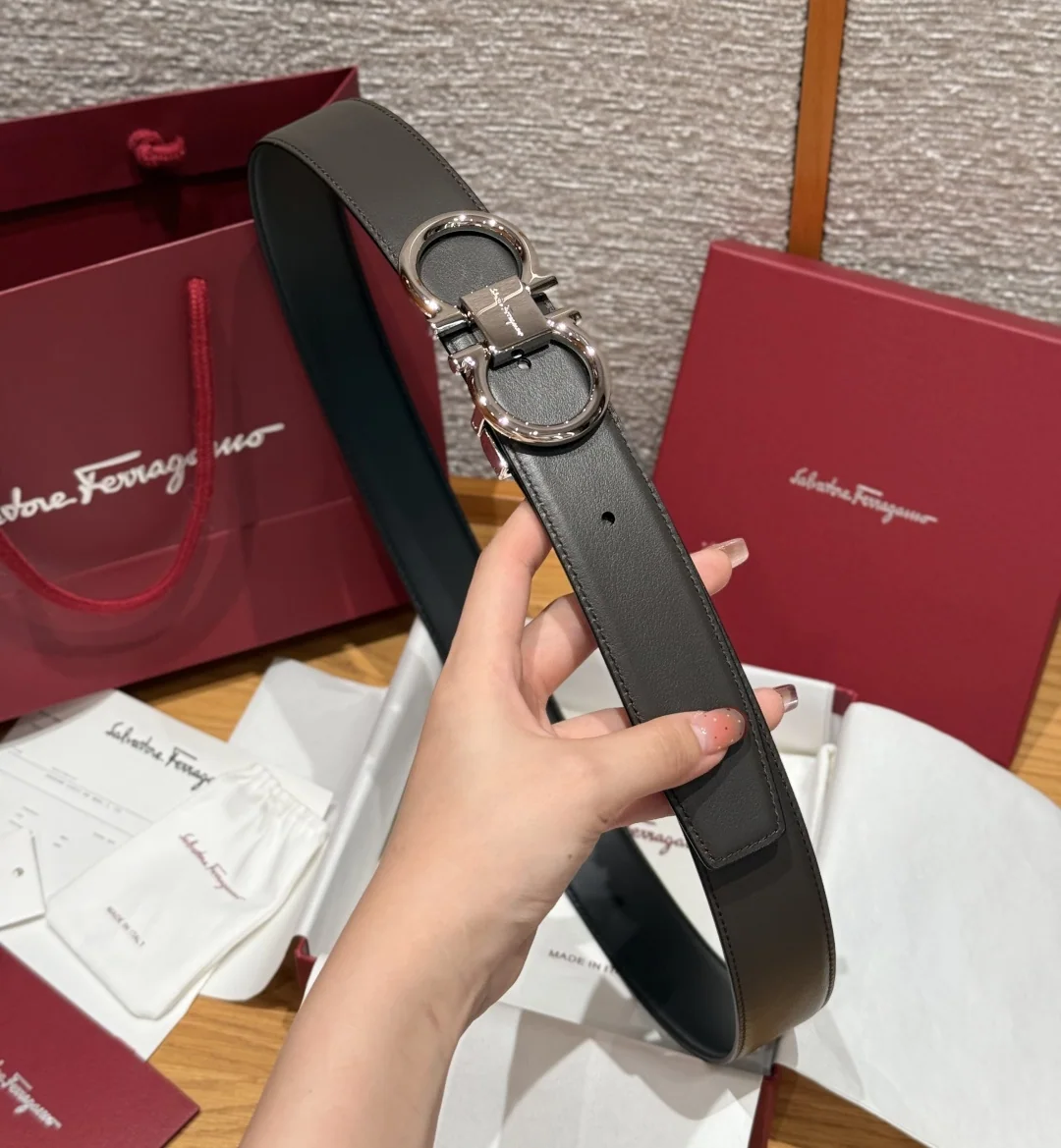 페레가모 간치니 은장 리버시블 가죽 벨트 상세 이미지 5