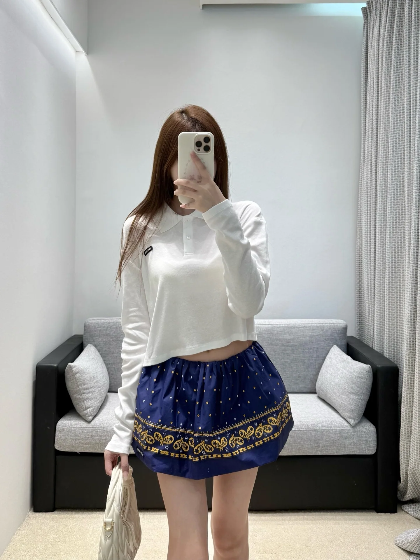 미우미우 크롭드 긴팔 탑 상세 이미지 3
