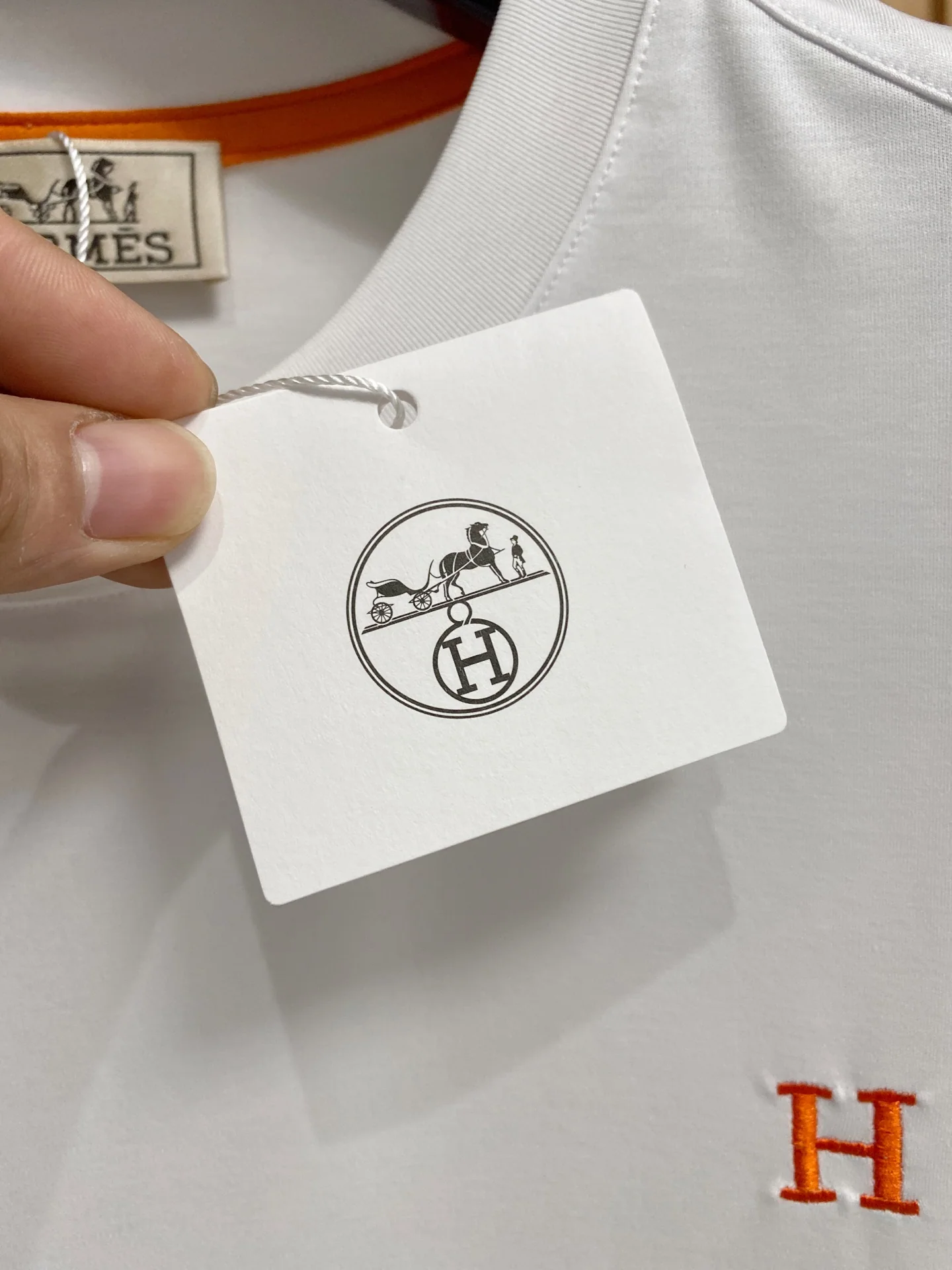 에르메스 크루넥 코튼 반팔 티셔츠 상세 이미지 5