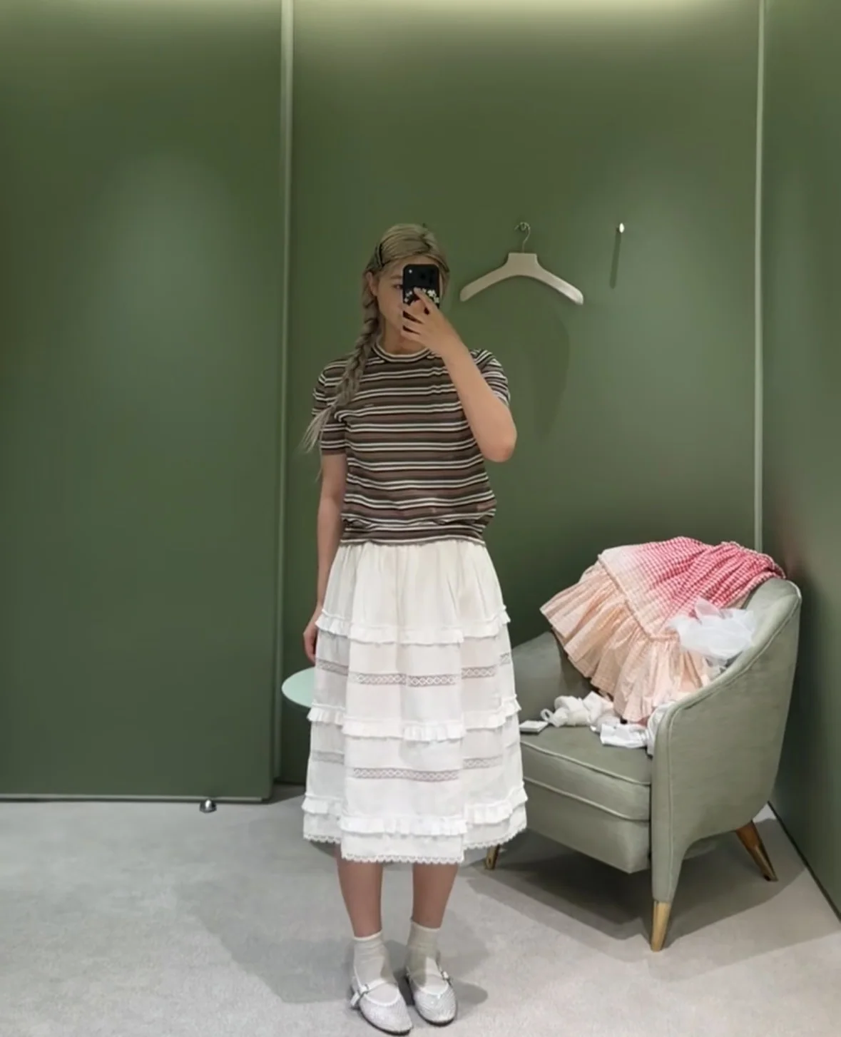 프라다 미디 스커트 상세 이미지 6