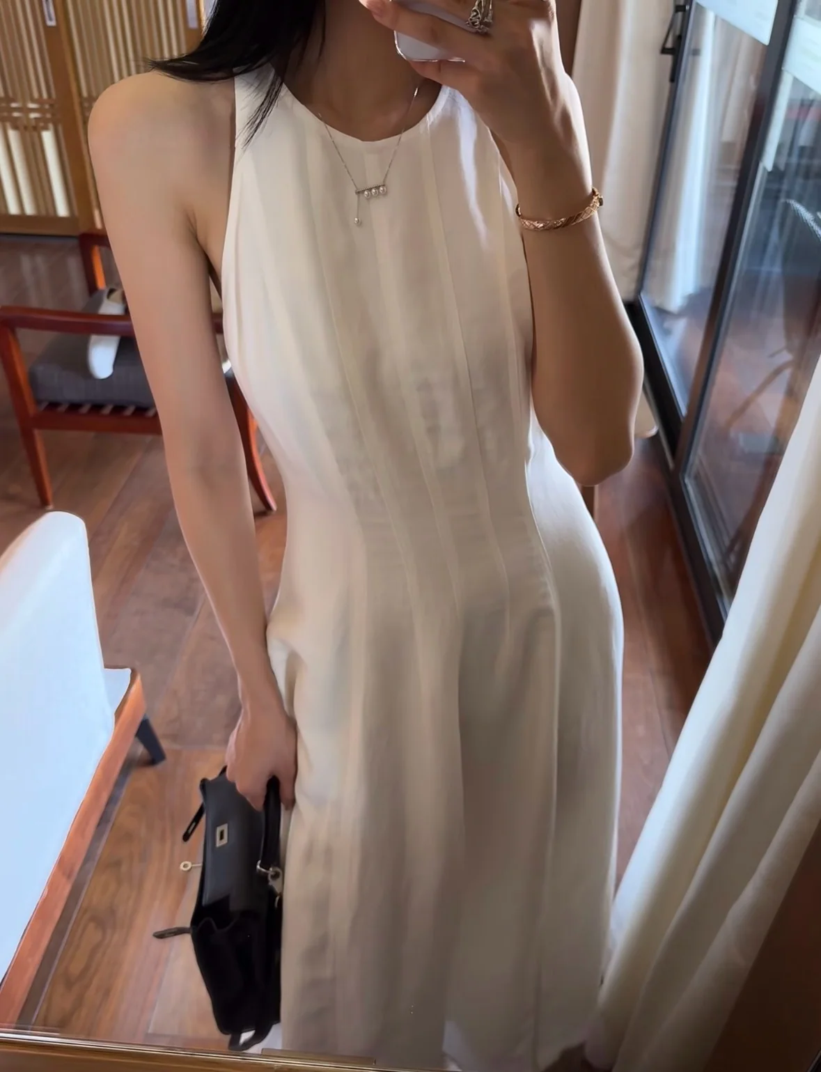 브루넬로쿠치넬리 화이트 린넨 민소매 맥시 원피스 상세 이미지 3
