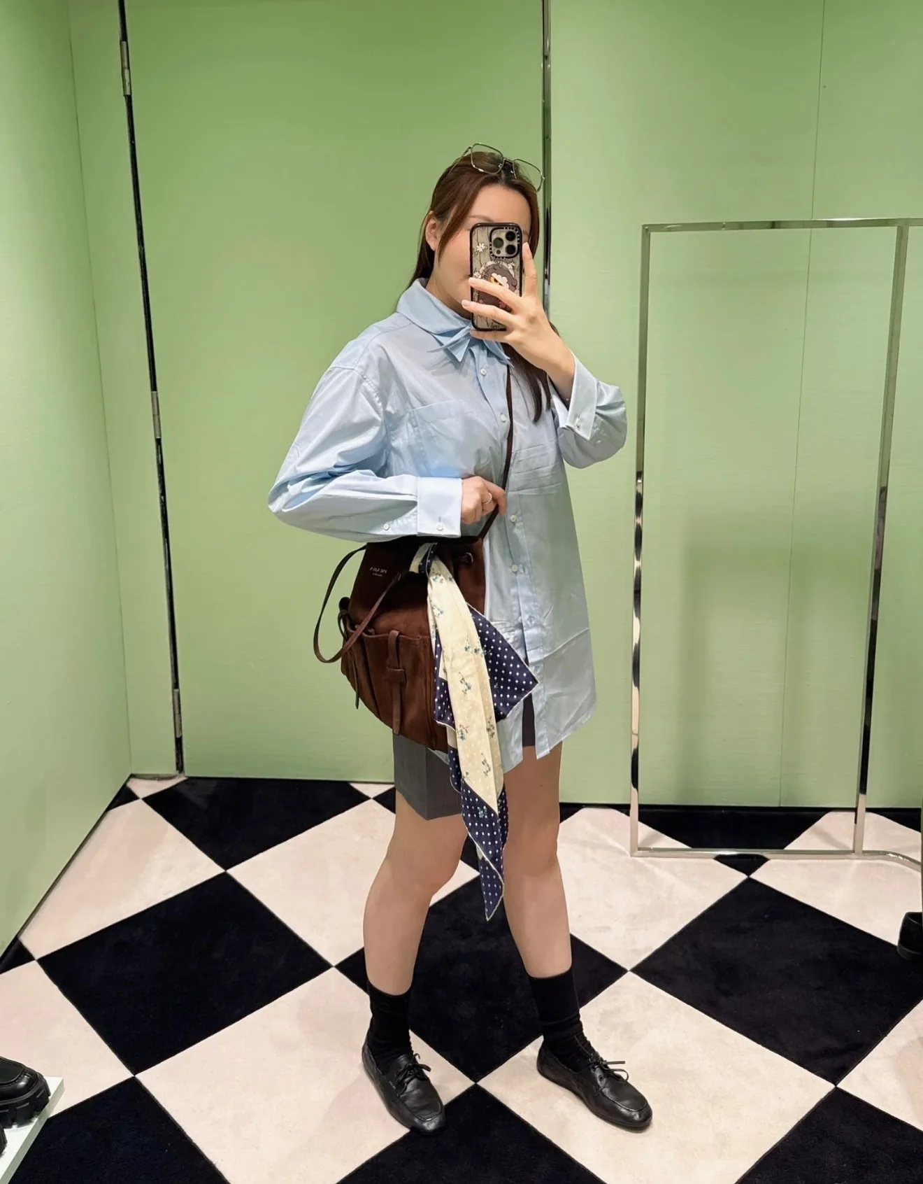 프라다 나비넥타이 코튼 셔츠 원피스 상세 이미지 8