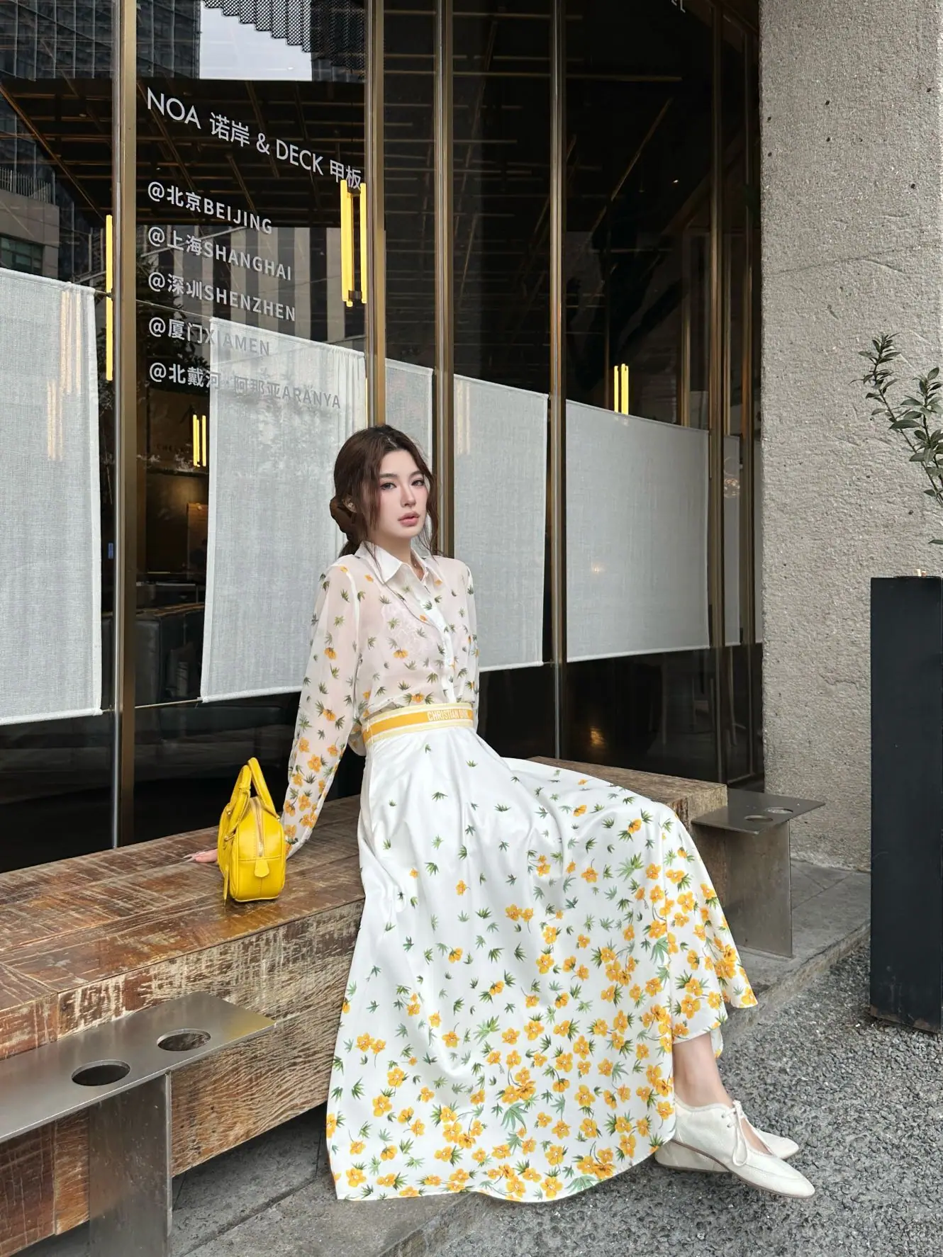 디올 프린트 쉬폰 여성 원피스 상세 이미지 3