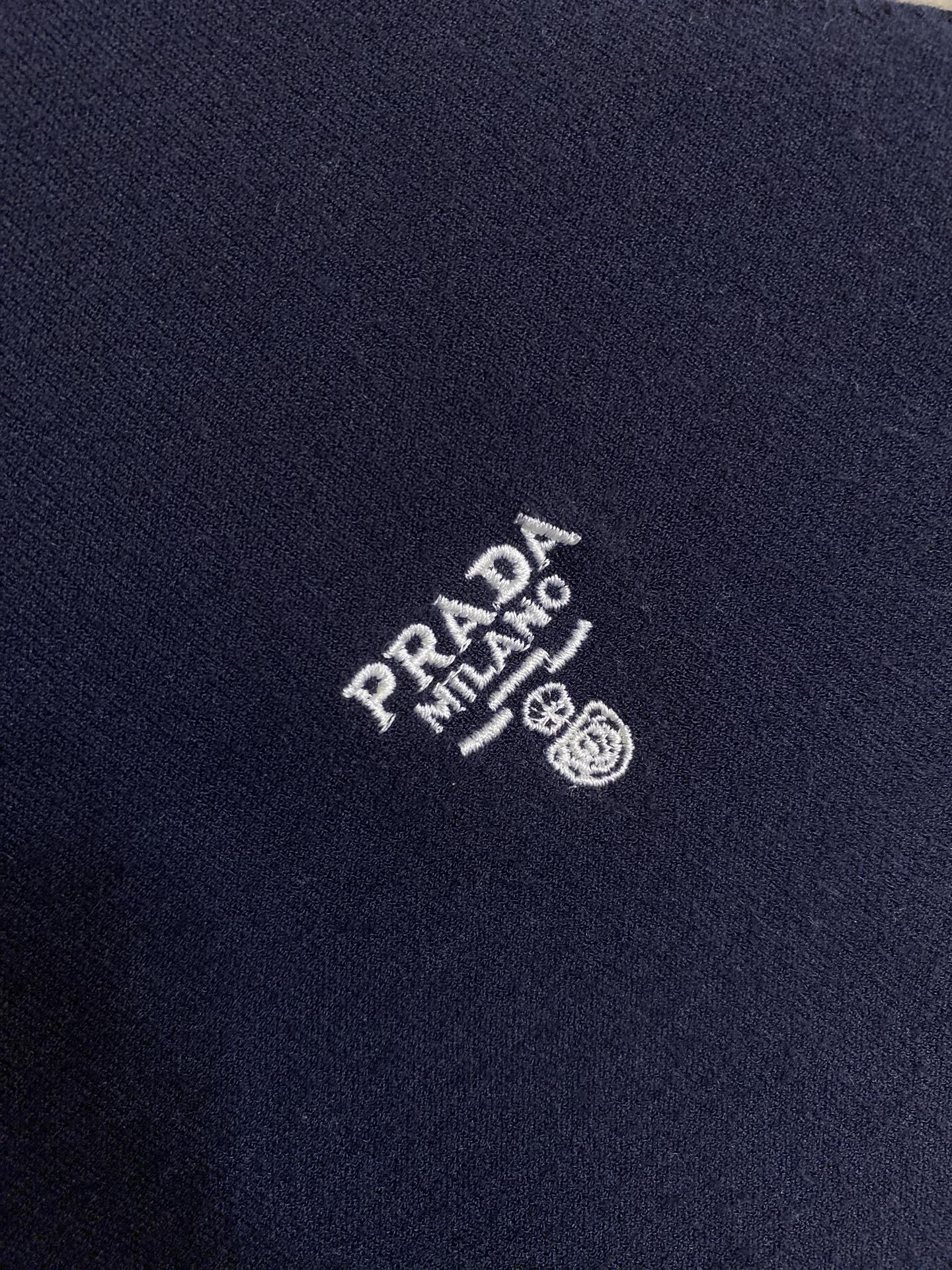 프라다 자수 로고 긴팔 폴로셔츠 상세 이미지 5