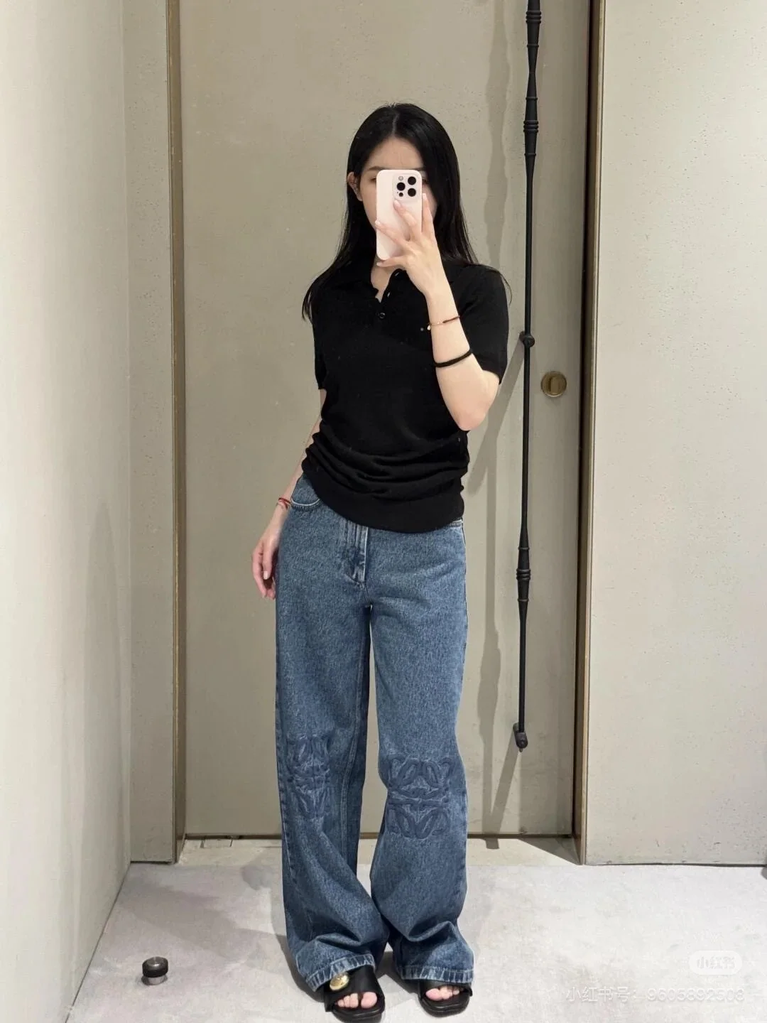 로에베 자수 로고 데님 여성 바지 25 SS 상세 이미지 8