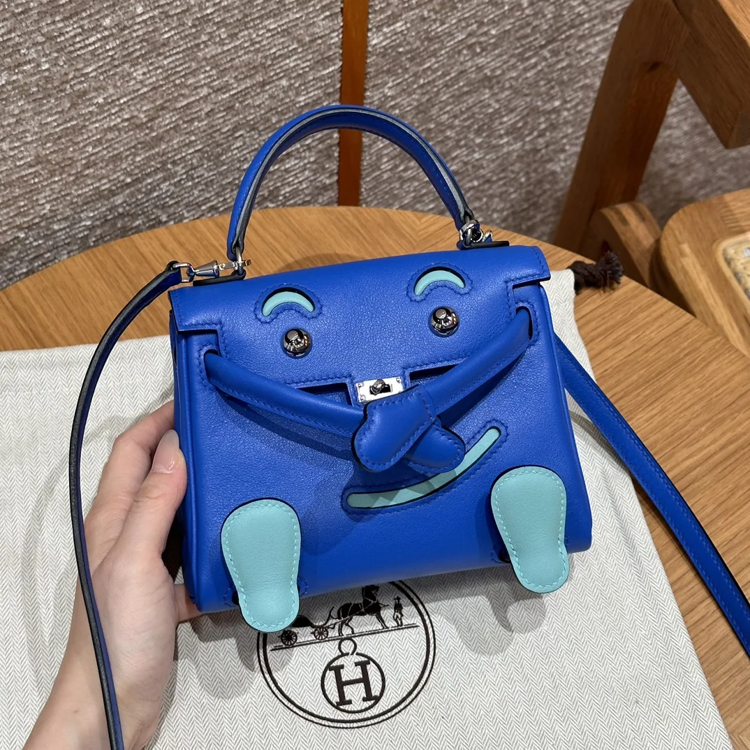 에르메스 켈리 돌 백 블루 실버 가죽 가방 상세 이미지 3