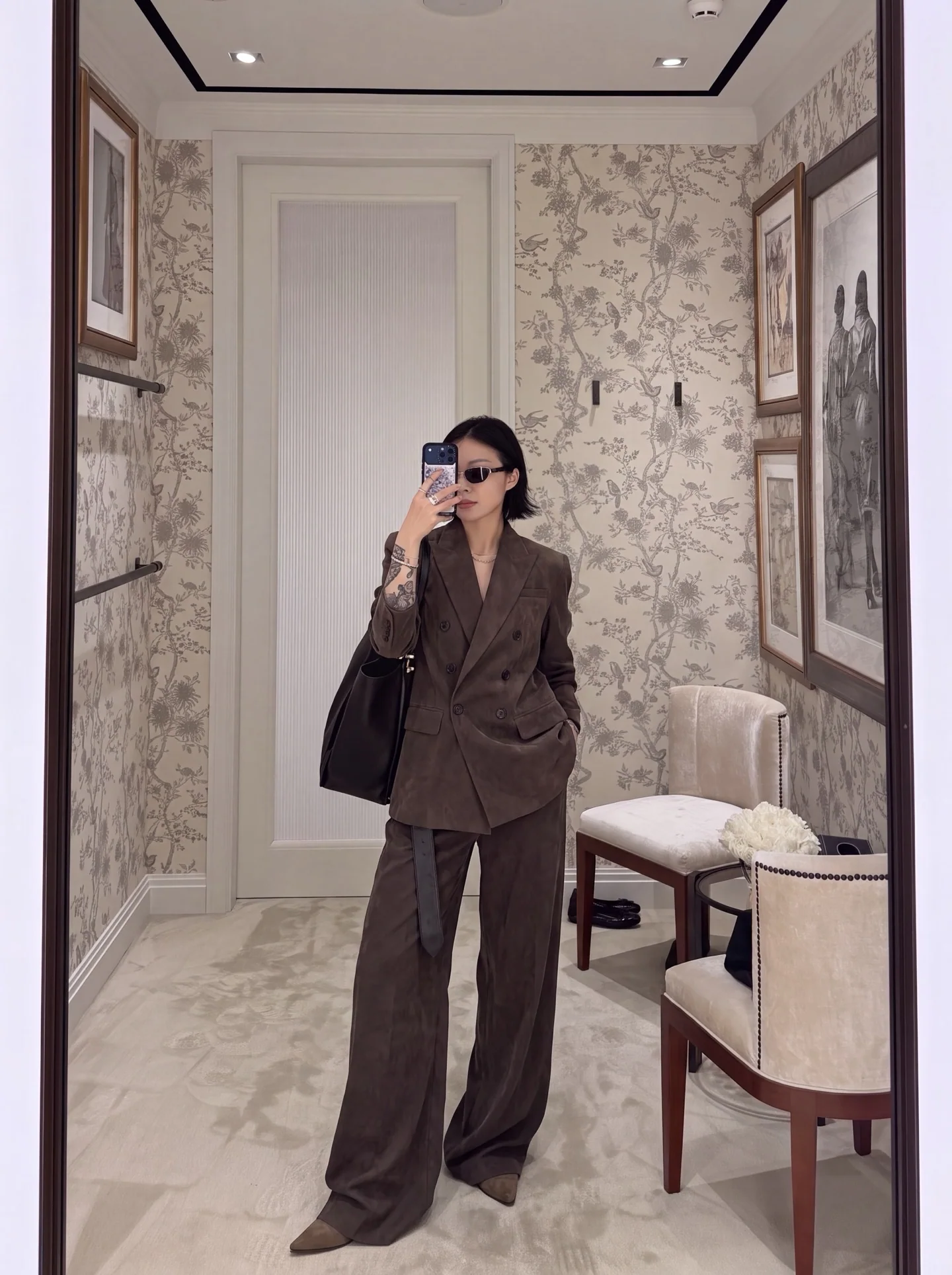 폴로 초콜릿 스트레이트 와이드 레그 여성 바지 156476