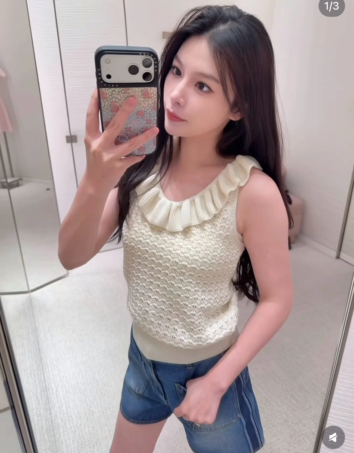 디올 워시 가공 반바지 여성용 상세 이미지 3