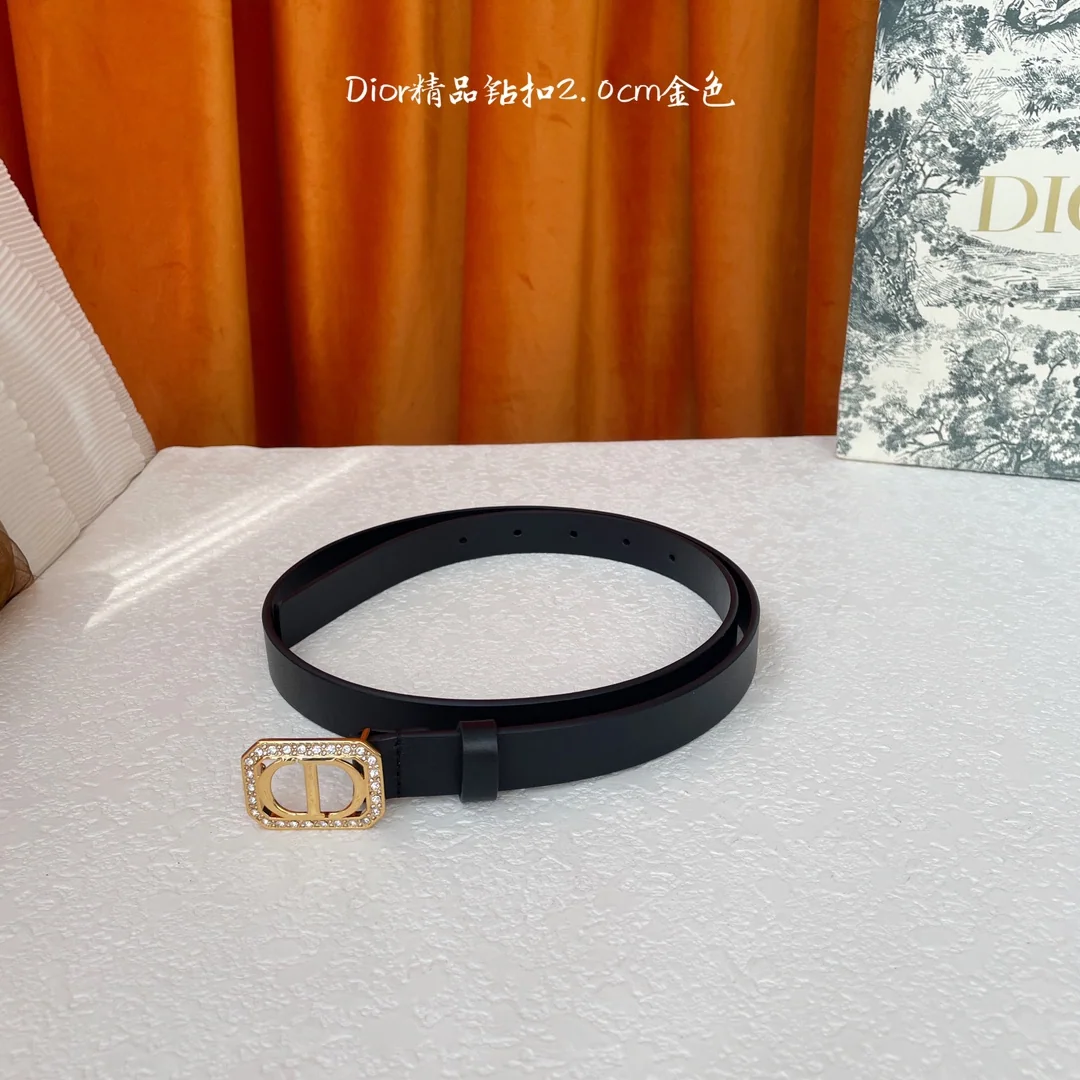 디올 카프스킨 가죽 큐빅 장식 벨트 상세 이미지 2