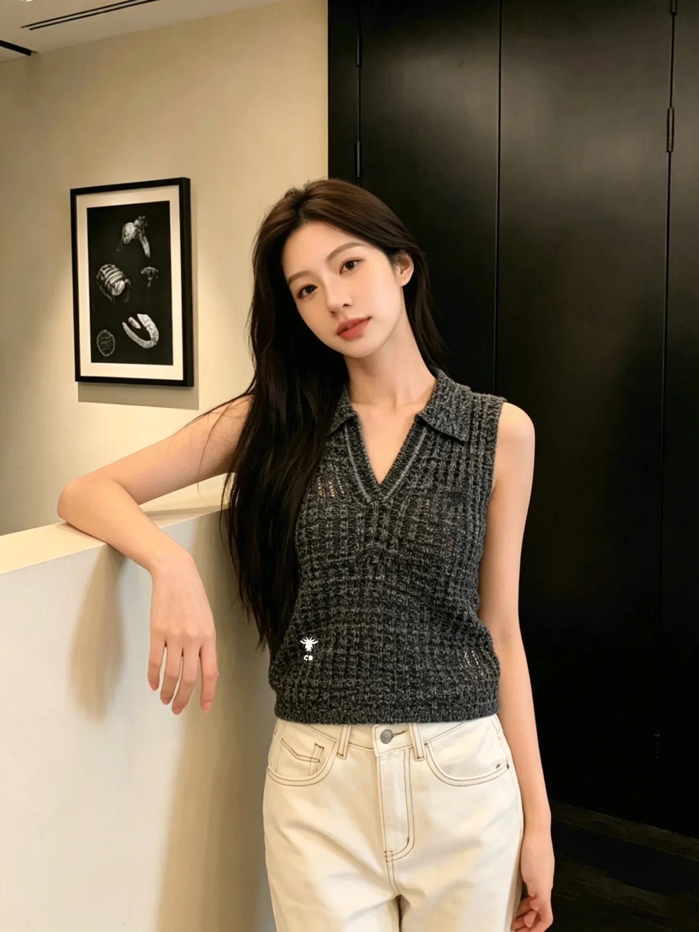 디올 V넥 울 니트 베스트 상세 이미지 1