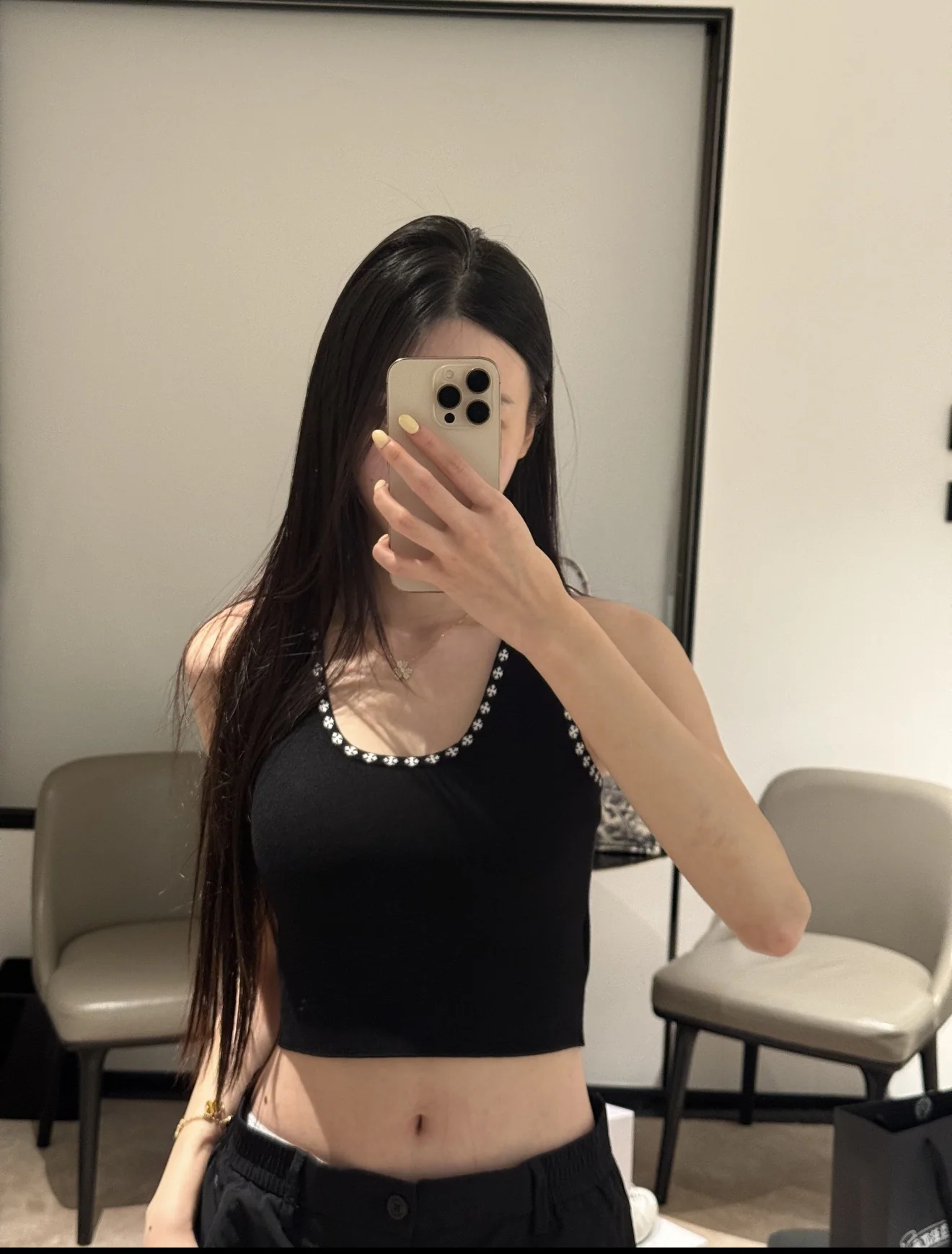 크롬하츠 크로스 자카드 크롭 니트 반팔 상세 이미지 2