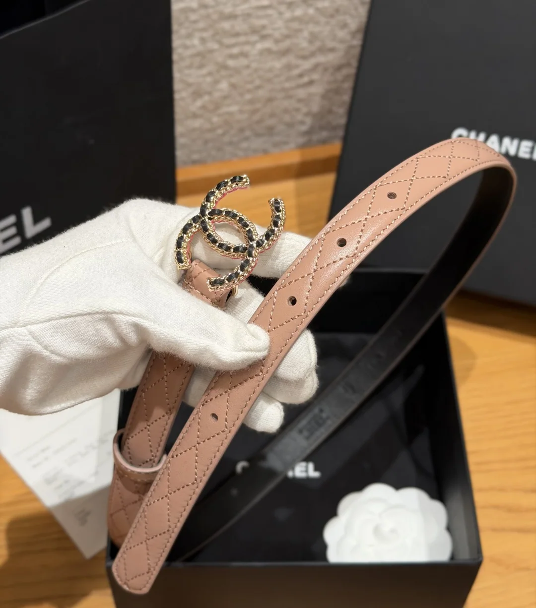 샤넬 퀼팅 램스킨 20mm 벨트 상세 이미지 8