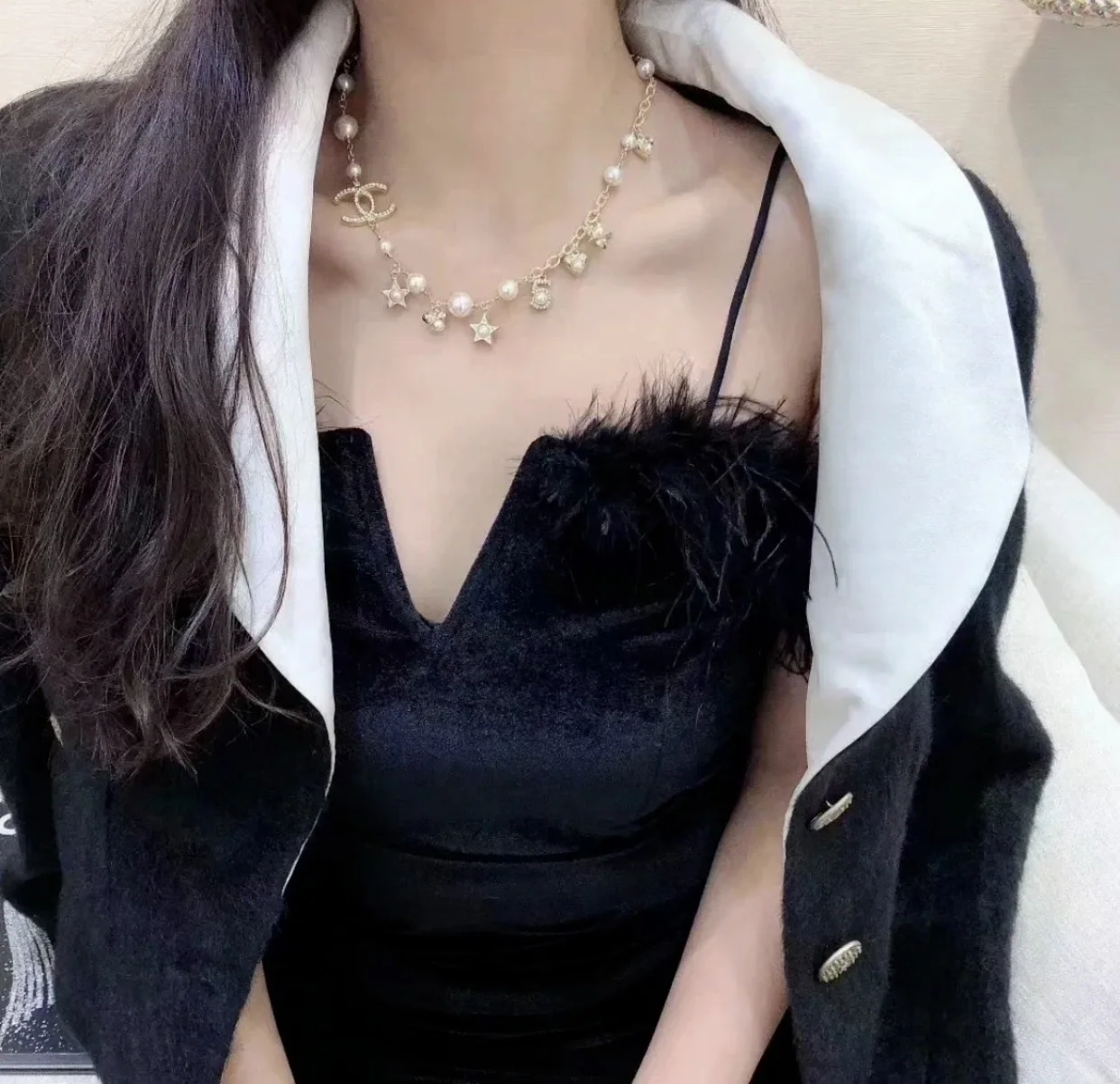 샤넬 더블 C 진주 스타 펜던트 목걸이 상세 이미지 2