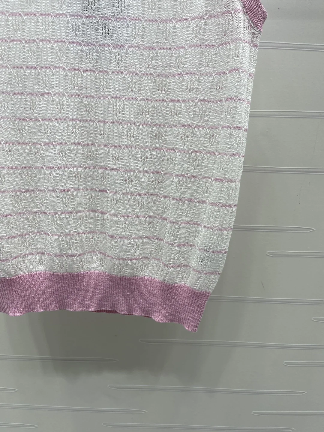샤넬 여성 스트라이프 크루넥 니트 베스트 상세 이미지 6