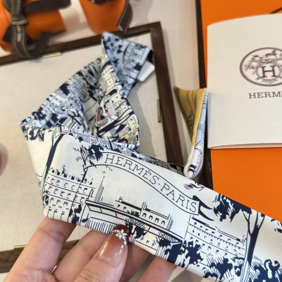 에르메스 애비뉴 스타일 실크 리본 스카프 상세 이미지 2