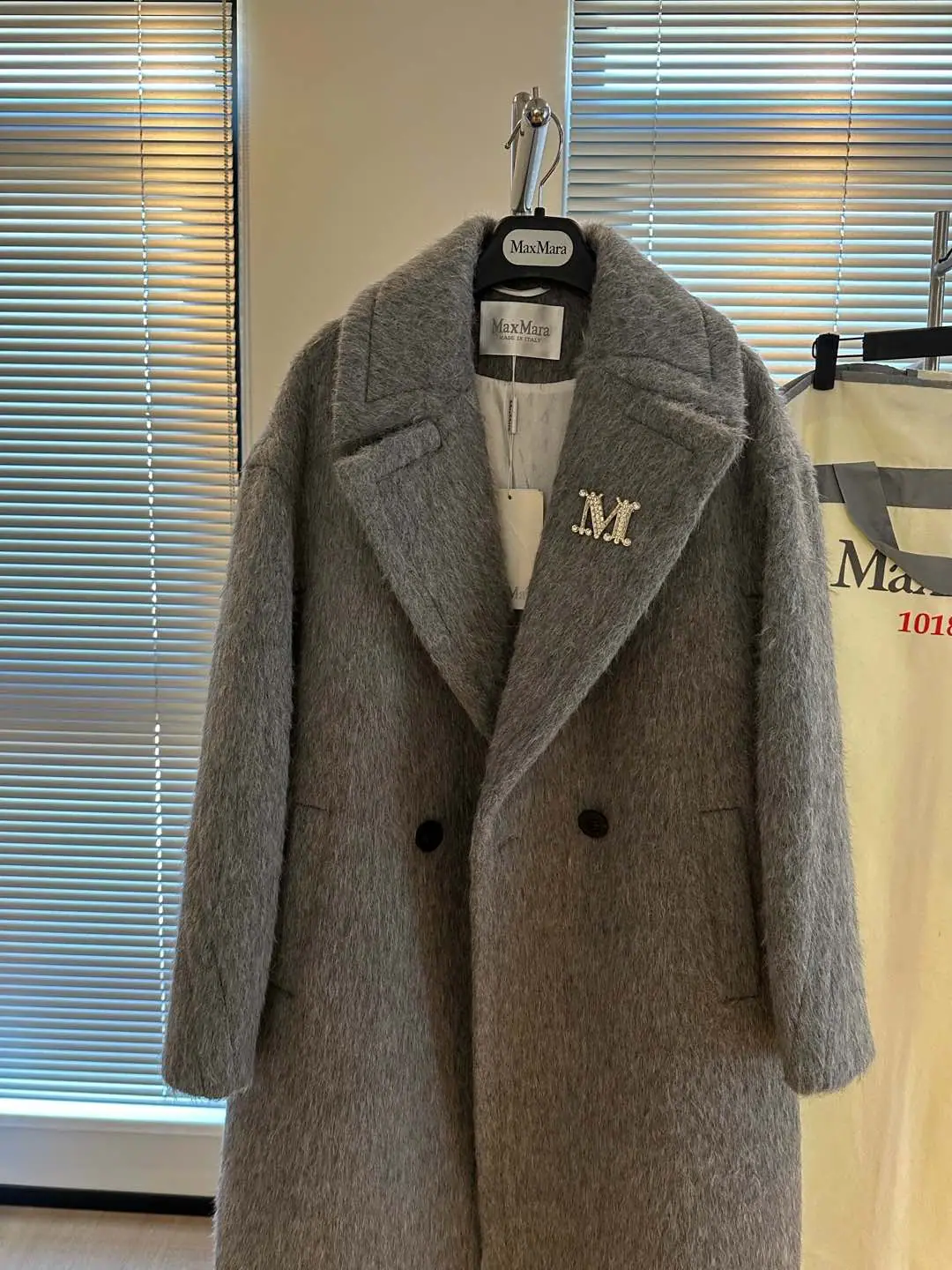 막스마라 알파카 울 미디엄 그레이 여성 자켓 상세 이미지 3