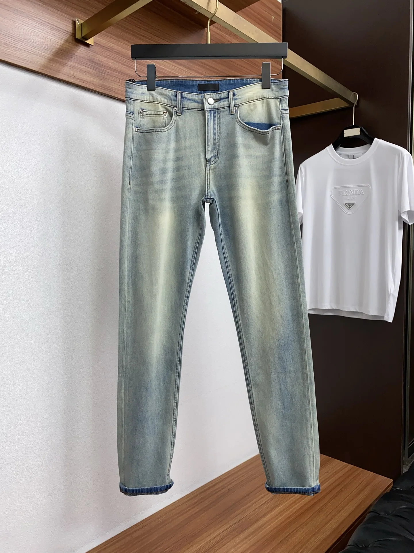 프라다 데님 청바지 남성 바지 상세 이미지 2