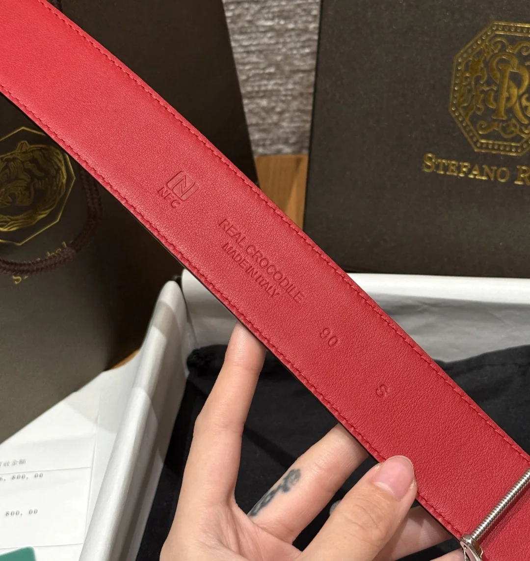 스테파노리치 크로커다일 패턴 소가죽 이글 헤드 벨트 상세 이미지 9