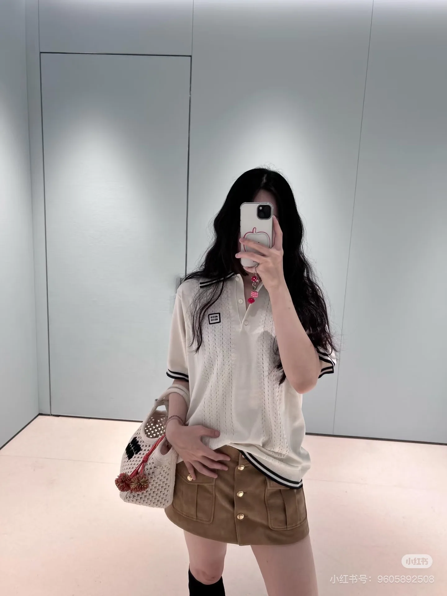 미우미우 크로셰 카라 반팔 니트 탑 25 SS 상세 이미지 3