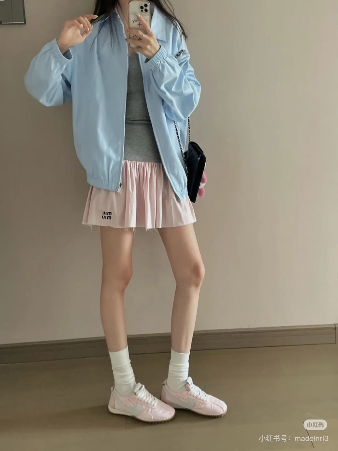 미우미우 라이트 블루 지퍼 여성 자켓 상세 이미지 7