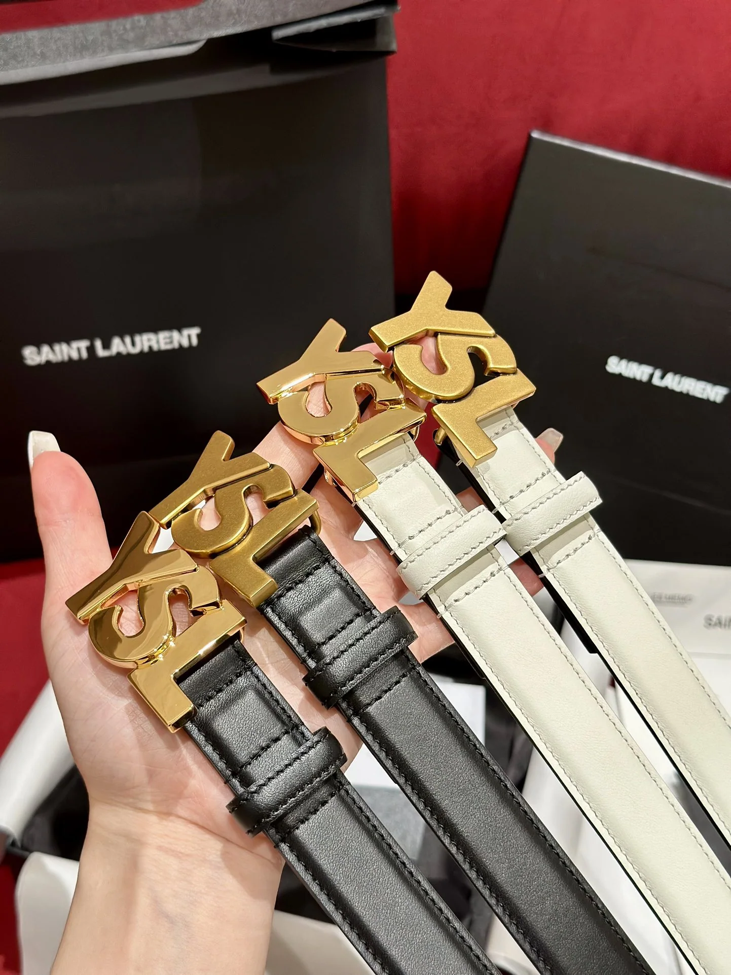 생로랑 YSL 금속 버클 양면 송아지가죽 벨트 상세 이미지 3