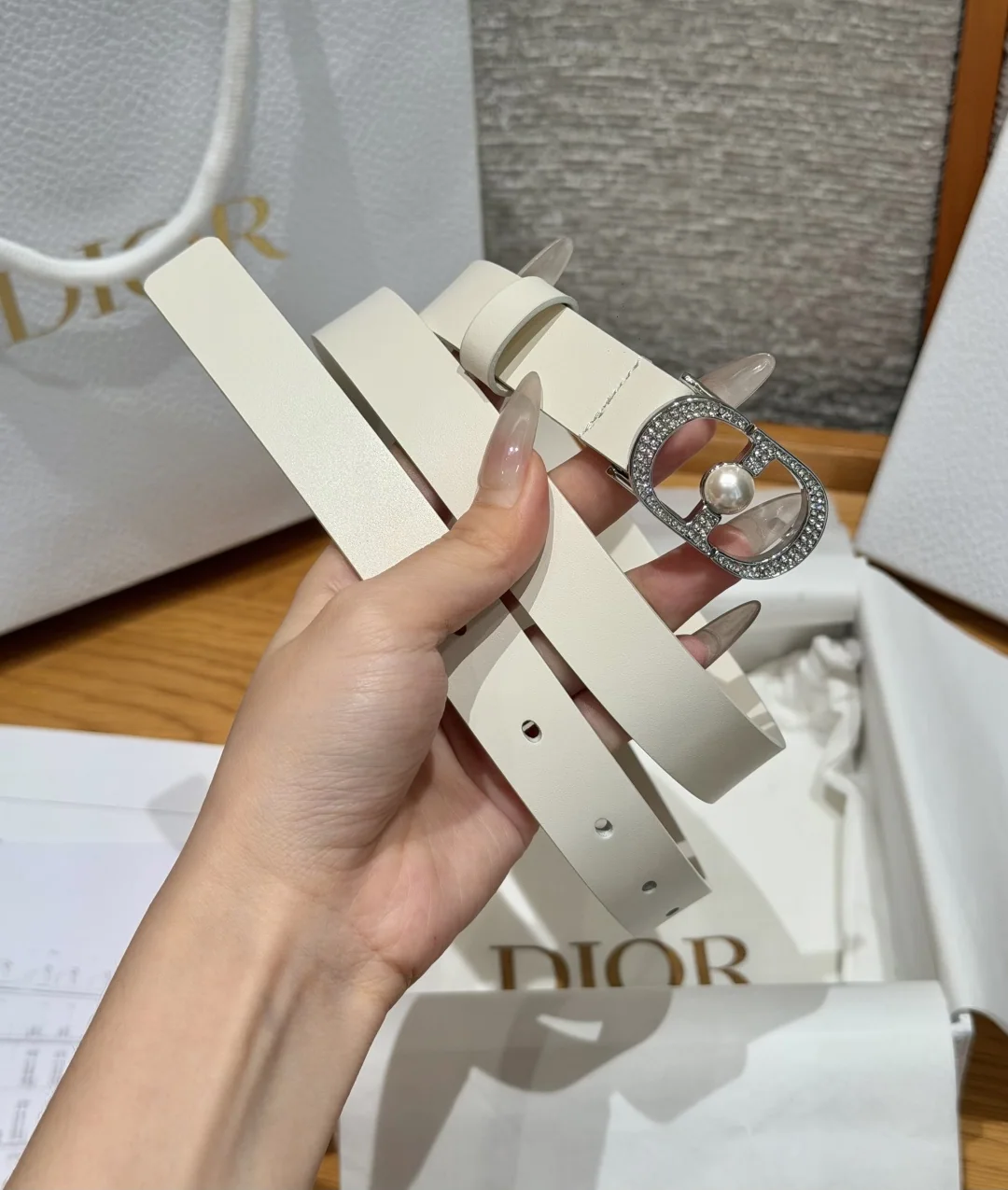 디올 몽테뉴 CD 장식 카프스킨 벨트 20mm 상세 이미지 2