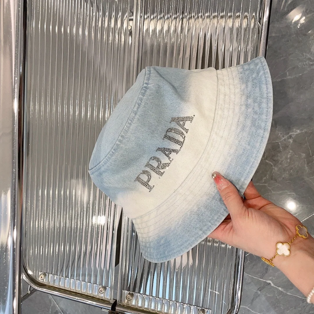 프라다 타이다이 데님 라인스톤 버킷햇 상세 이미지 7