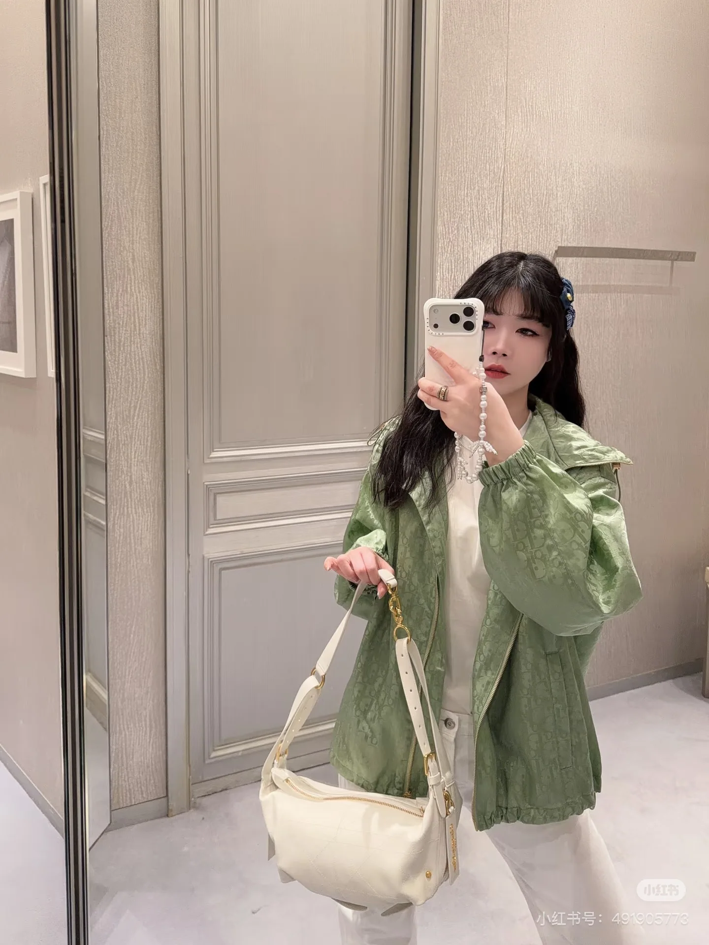 디올 그린 모노그램 자카드 윈드브레이커 자켓 상세 이미지 4