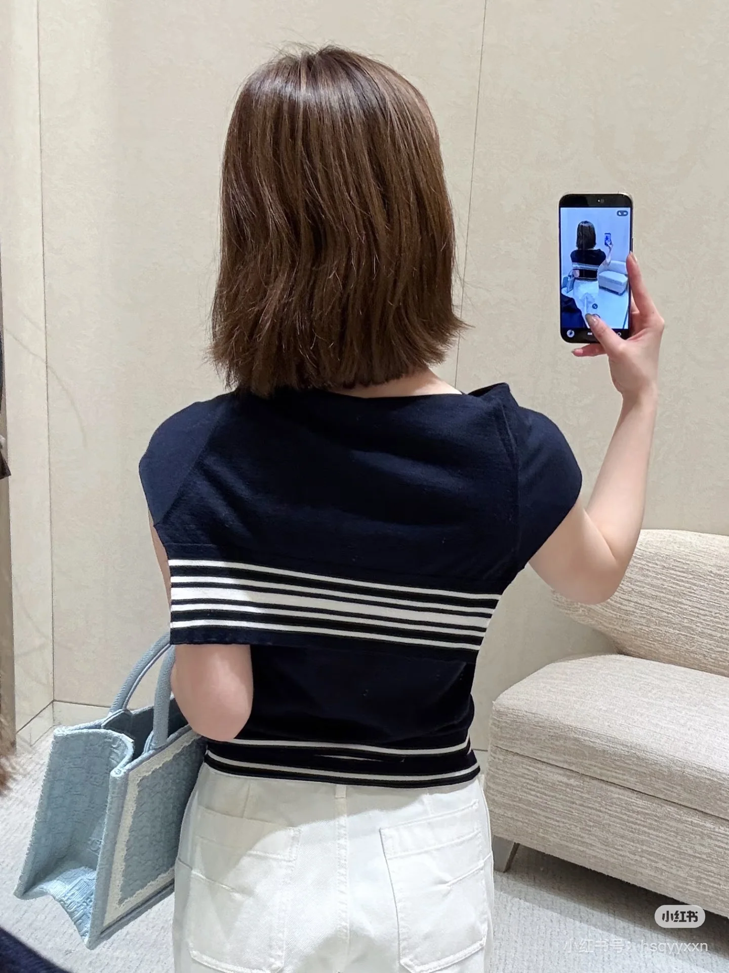 디올 스트라이프 니트 반팔 베스트 상세 이미지 3