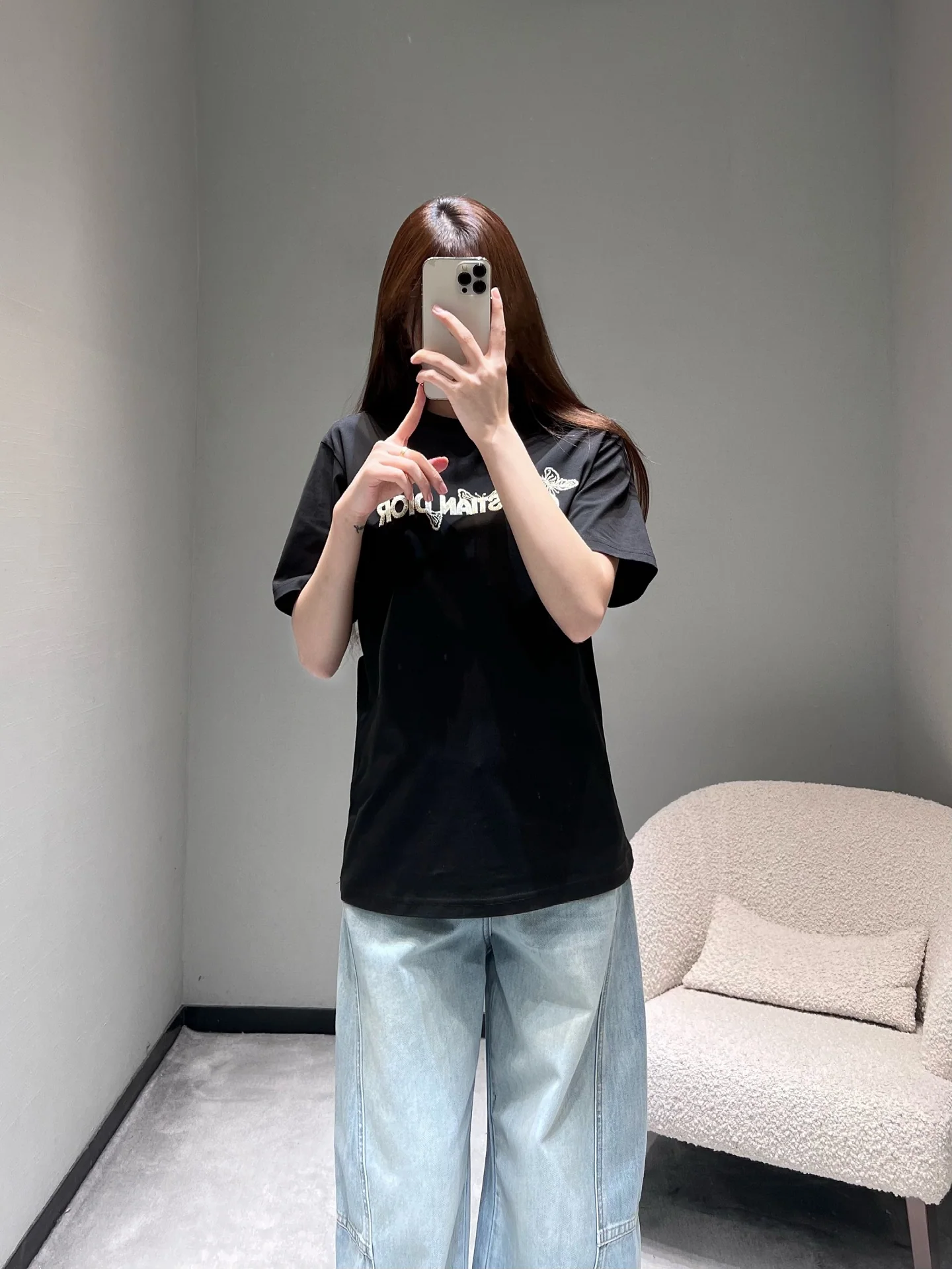디올 나비 자수 반팔 티셔츠 26 SS 상세 이미지 3