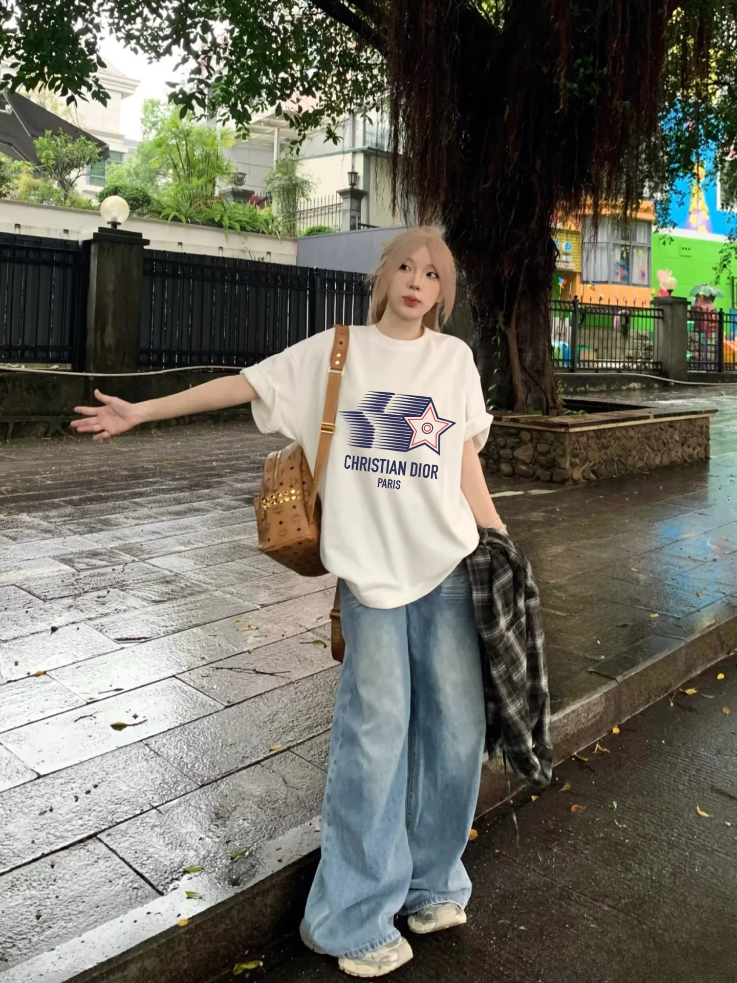 디올 오각별 무늬 반팔 셔츠 상세 이미지 4