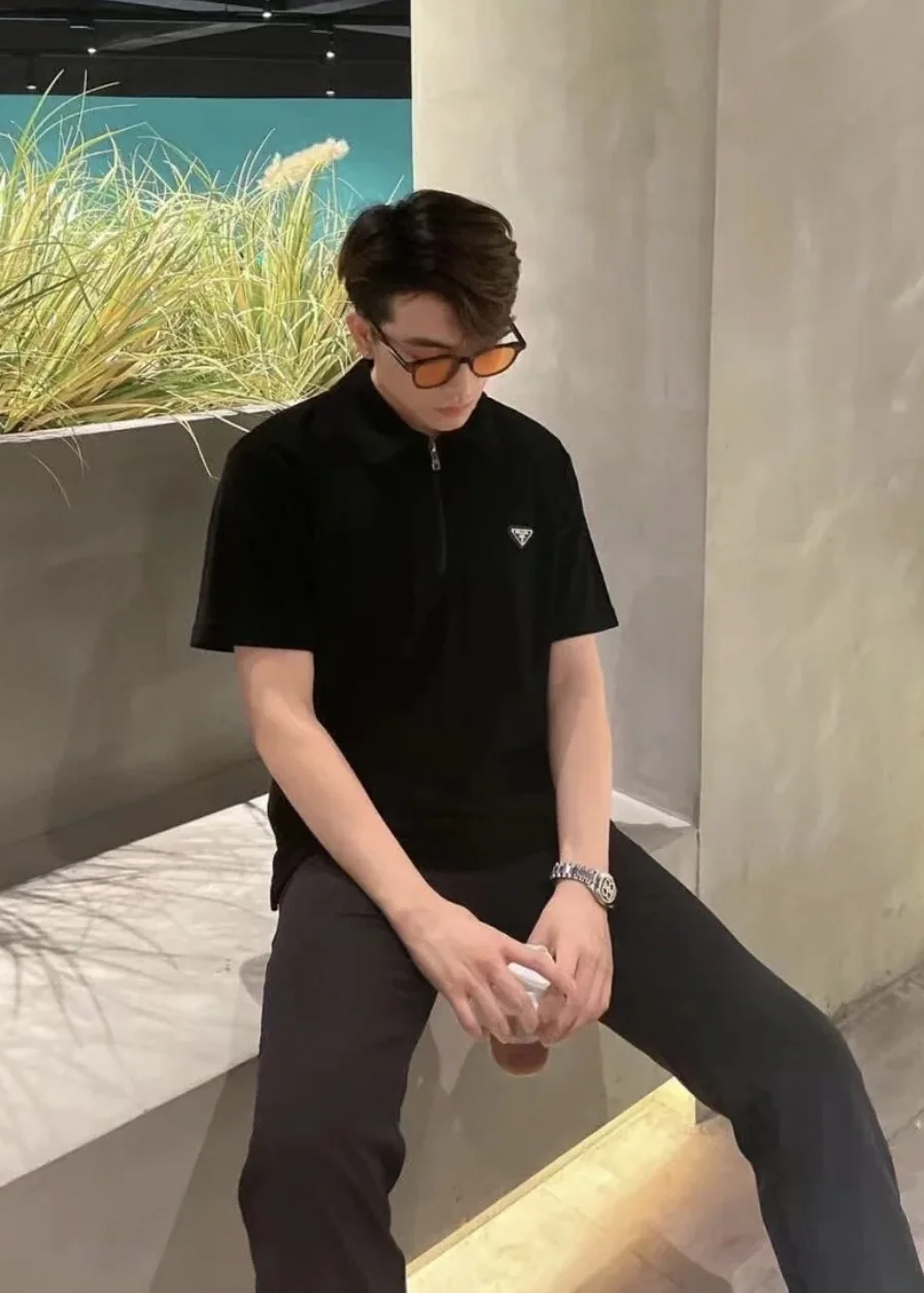 프라다 리나일론 디테일 남성 반팔 폴로셔츠 상세 이미지 6