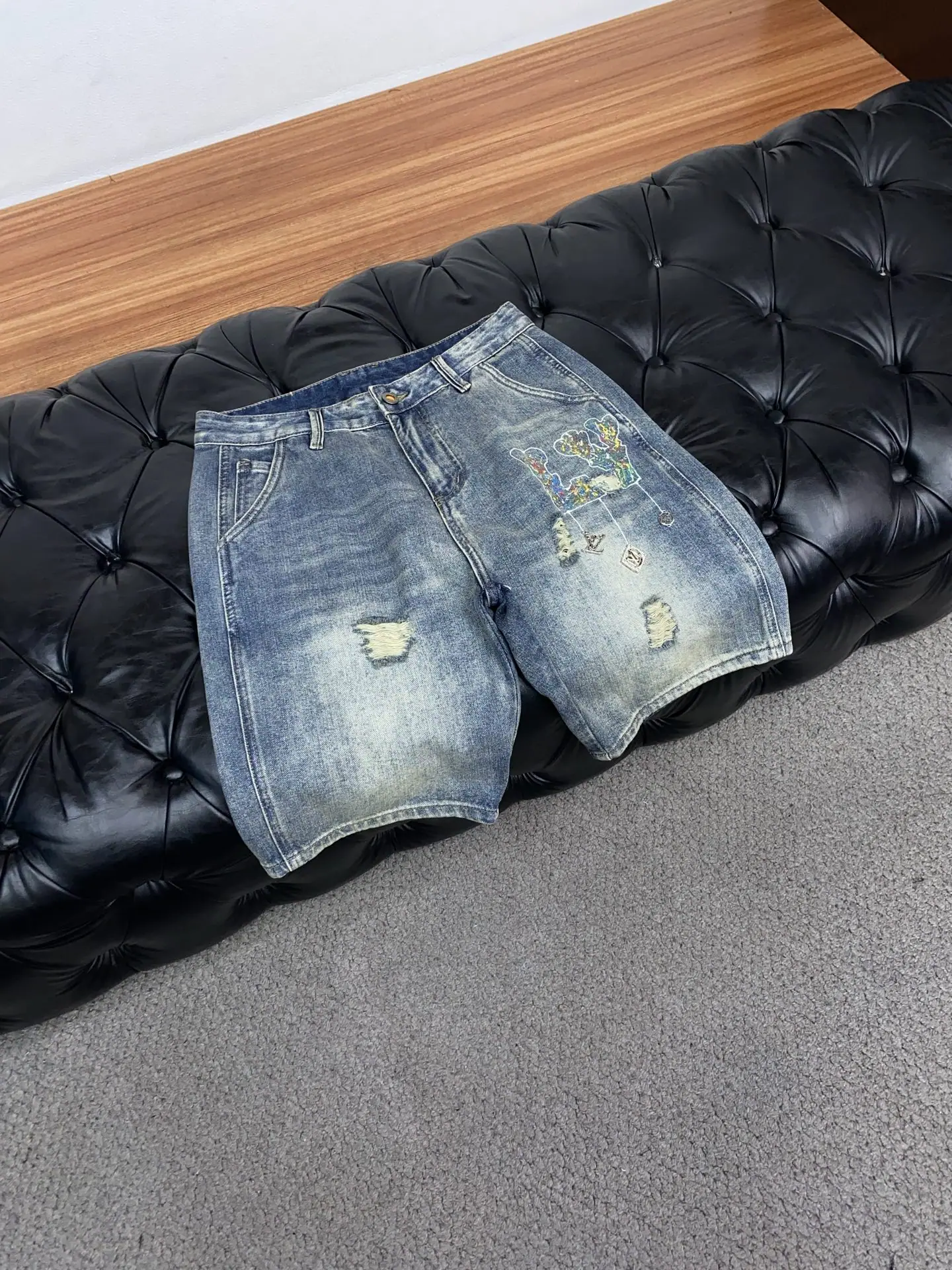 루이비통 데님 스트레이트 남성 반바지 상세 이미지 6