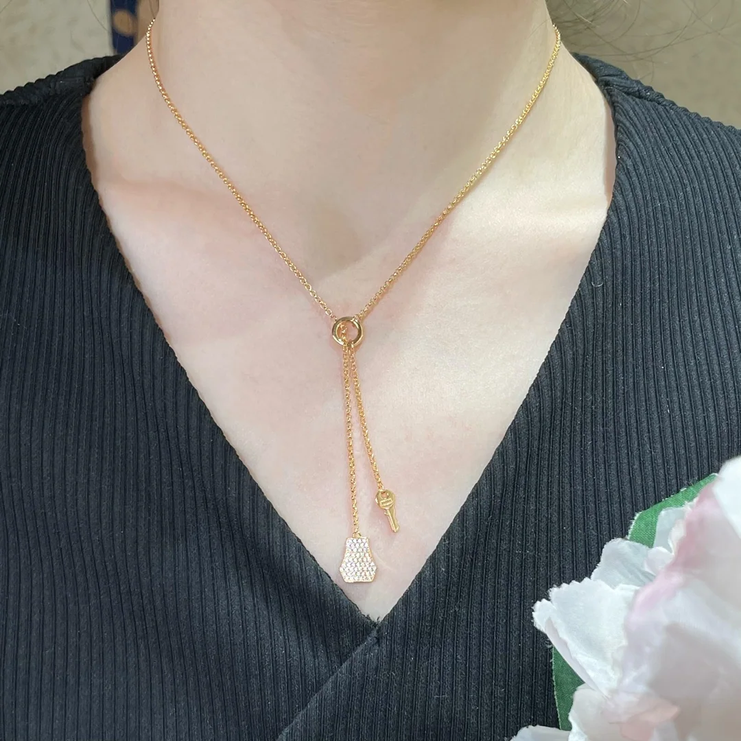 에르메스 18 K 골드 자물쇠 열쇠 목걸이 70432