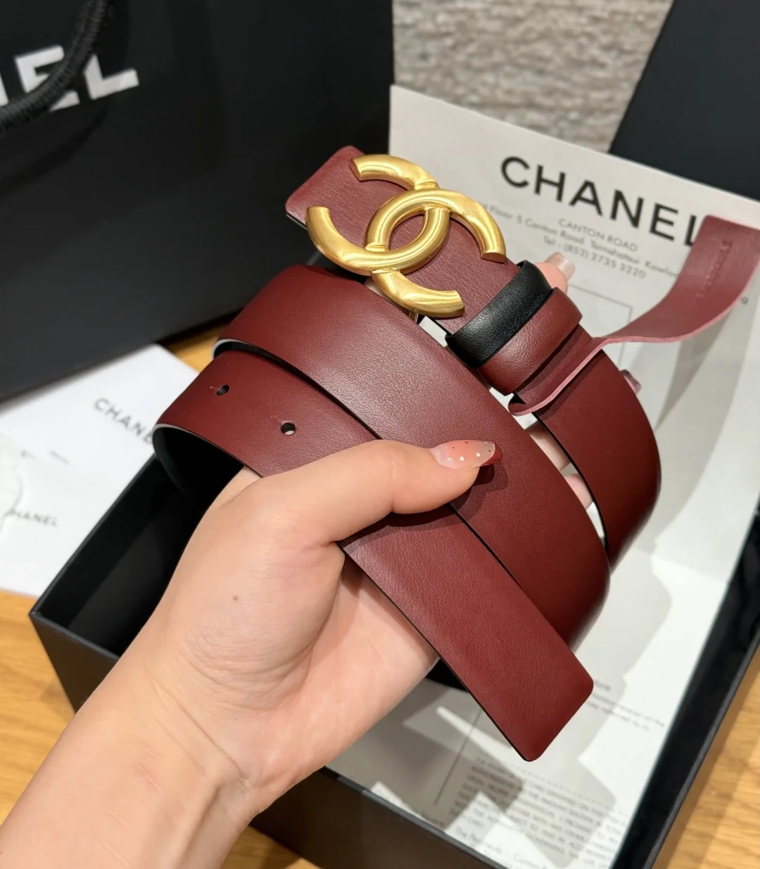 샤넬 CC 골드 버클 리버시블 카프스킨 벨트 상세 이미지 2