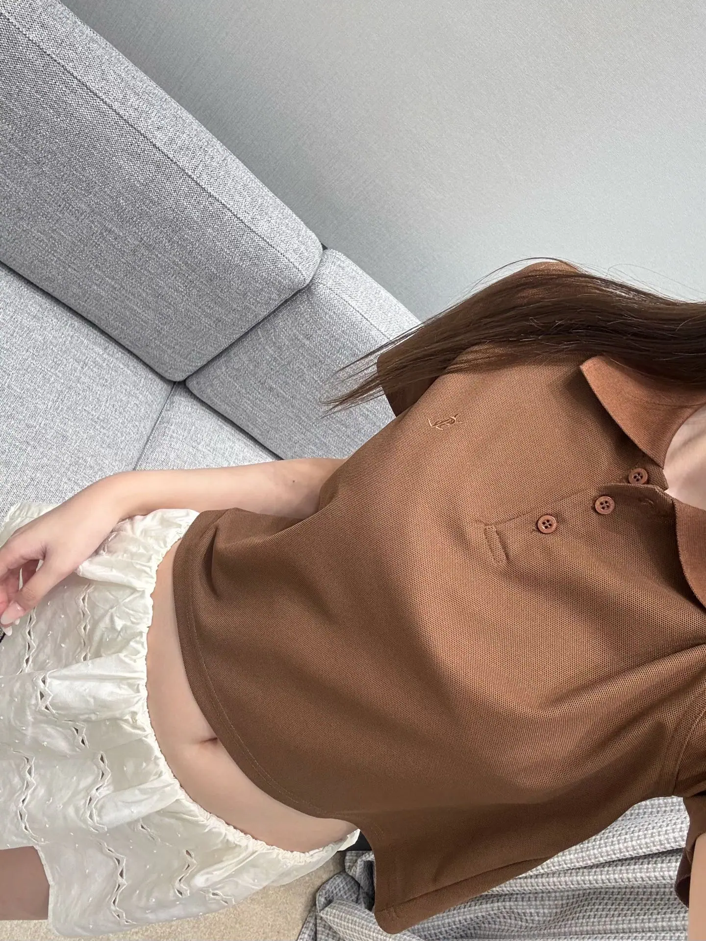 생로랑 여성 반팔 피케 코튼 카라 티셔츠 상세 이미지 5
