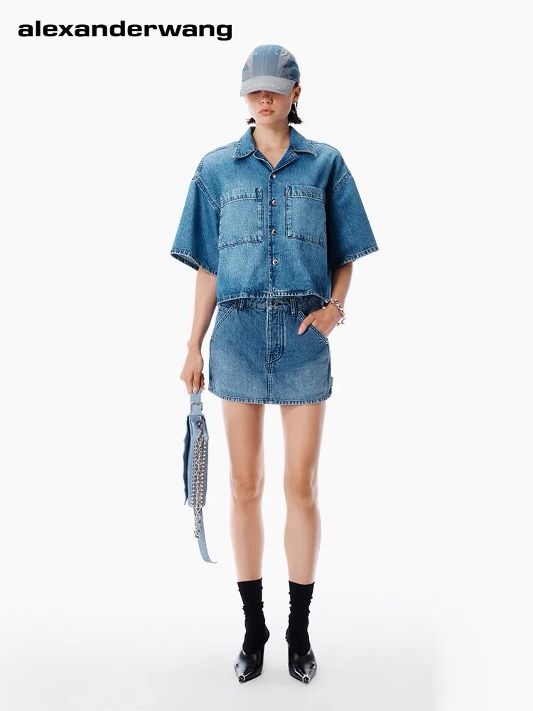 알렉산더왕 커스텀 워시드 데님 여성 스커트 129685