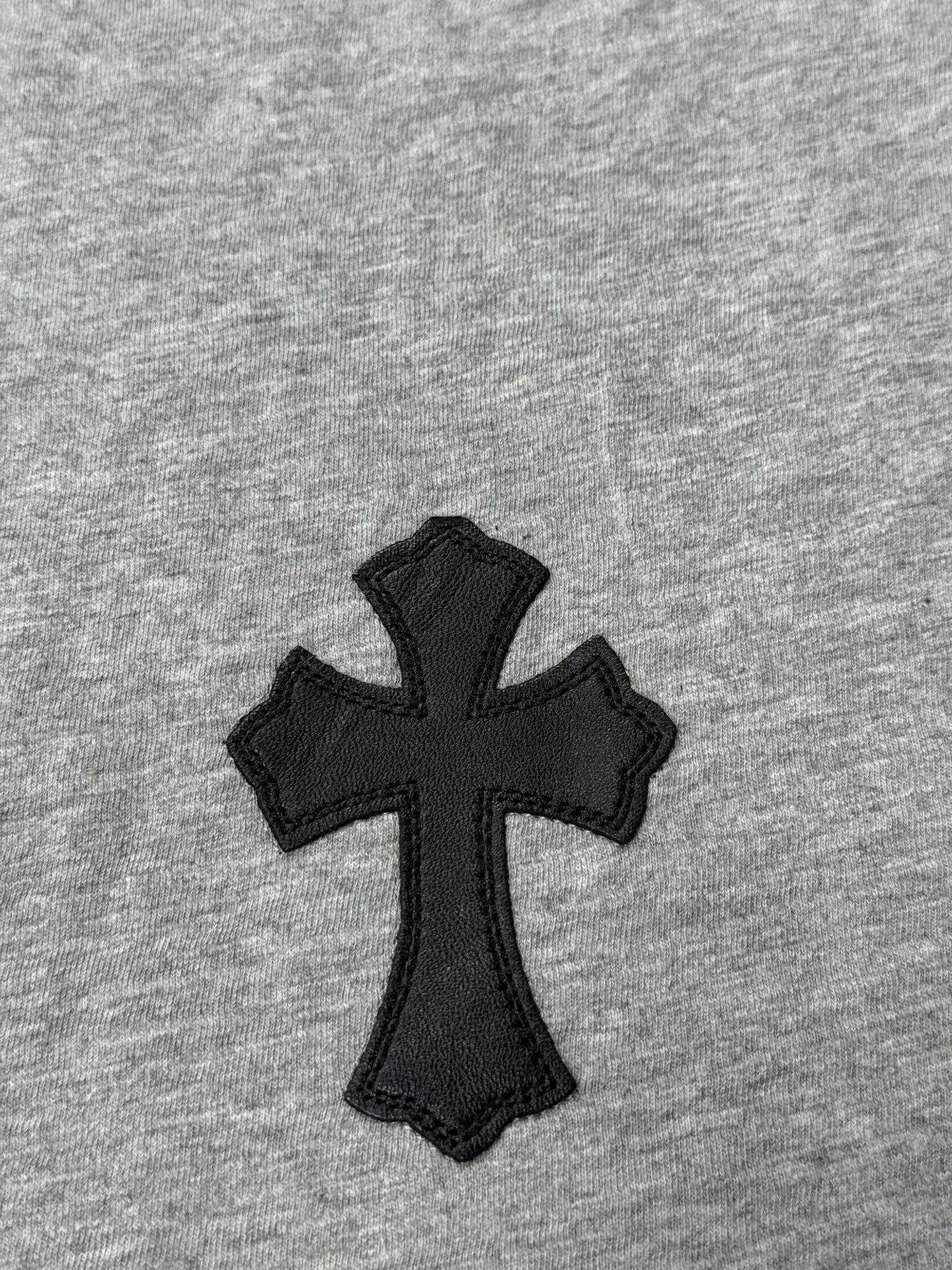 크롬하츠 가죽 트리밍 슬라브 코튼 반팔 티셔츠 상세 이미지 4