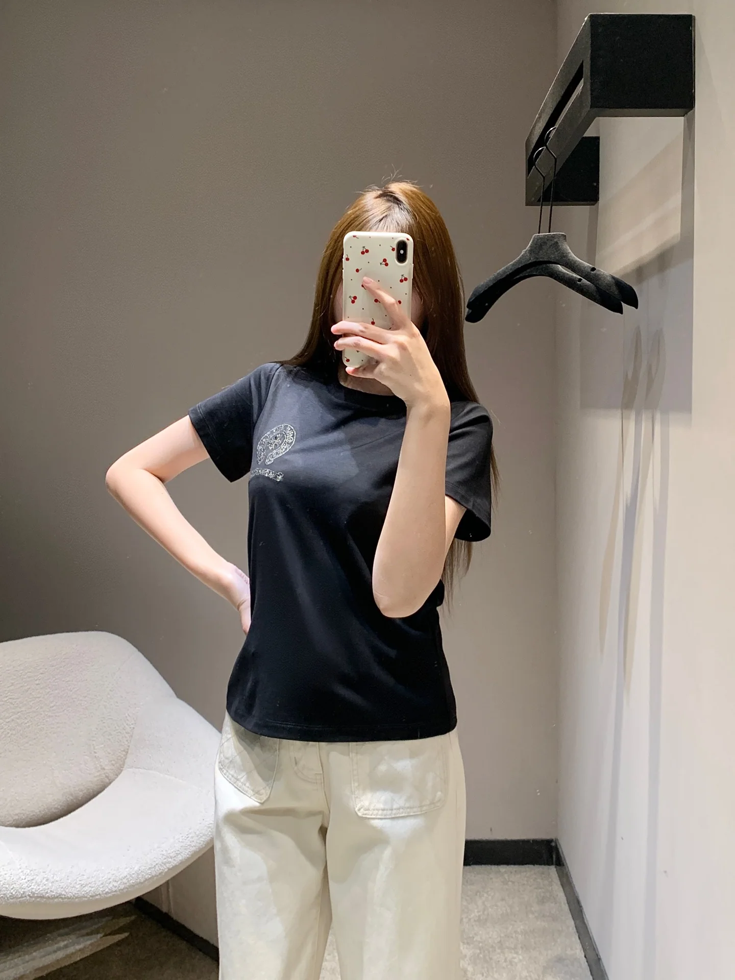 크롬하츠 크루넥 자수 반팔 티셔츠 여성용 26 SS 상세 이미지 9