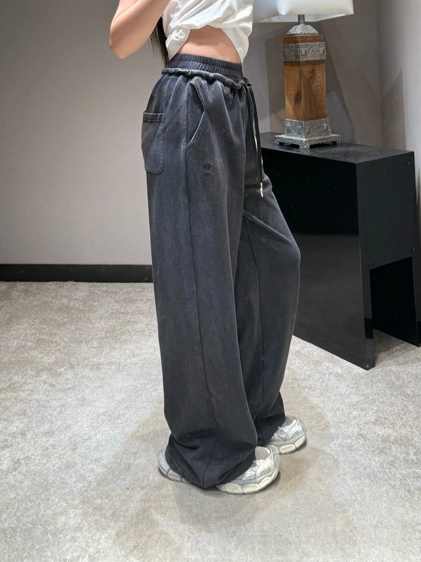 디올 블루 와이드 레그 여성 바지 상세 이미지 8
