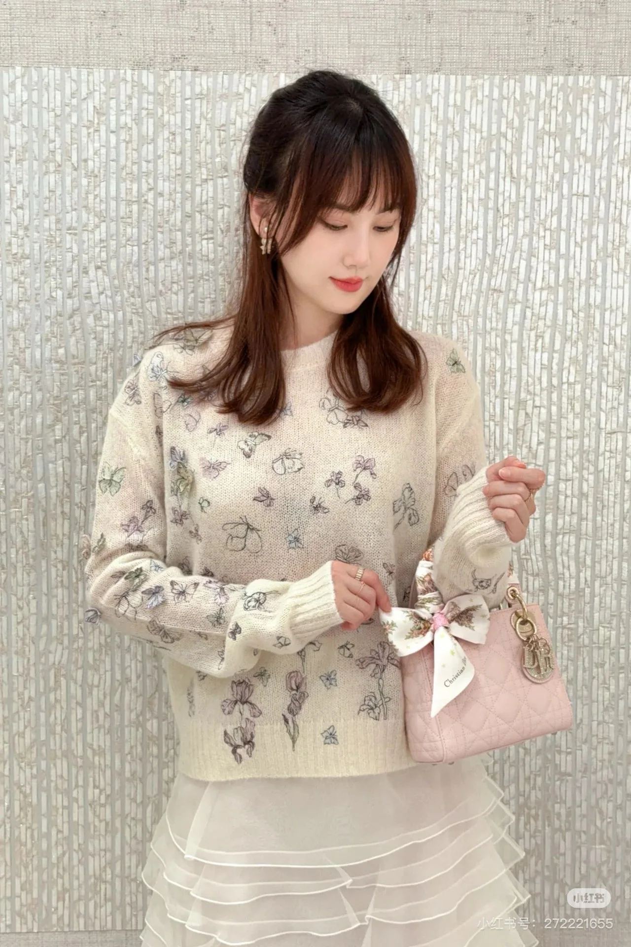 디올 나비 무늬 시스루 알파카 울 니트 상세 이미지 9