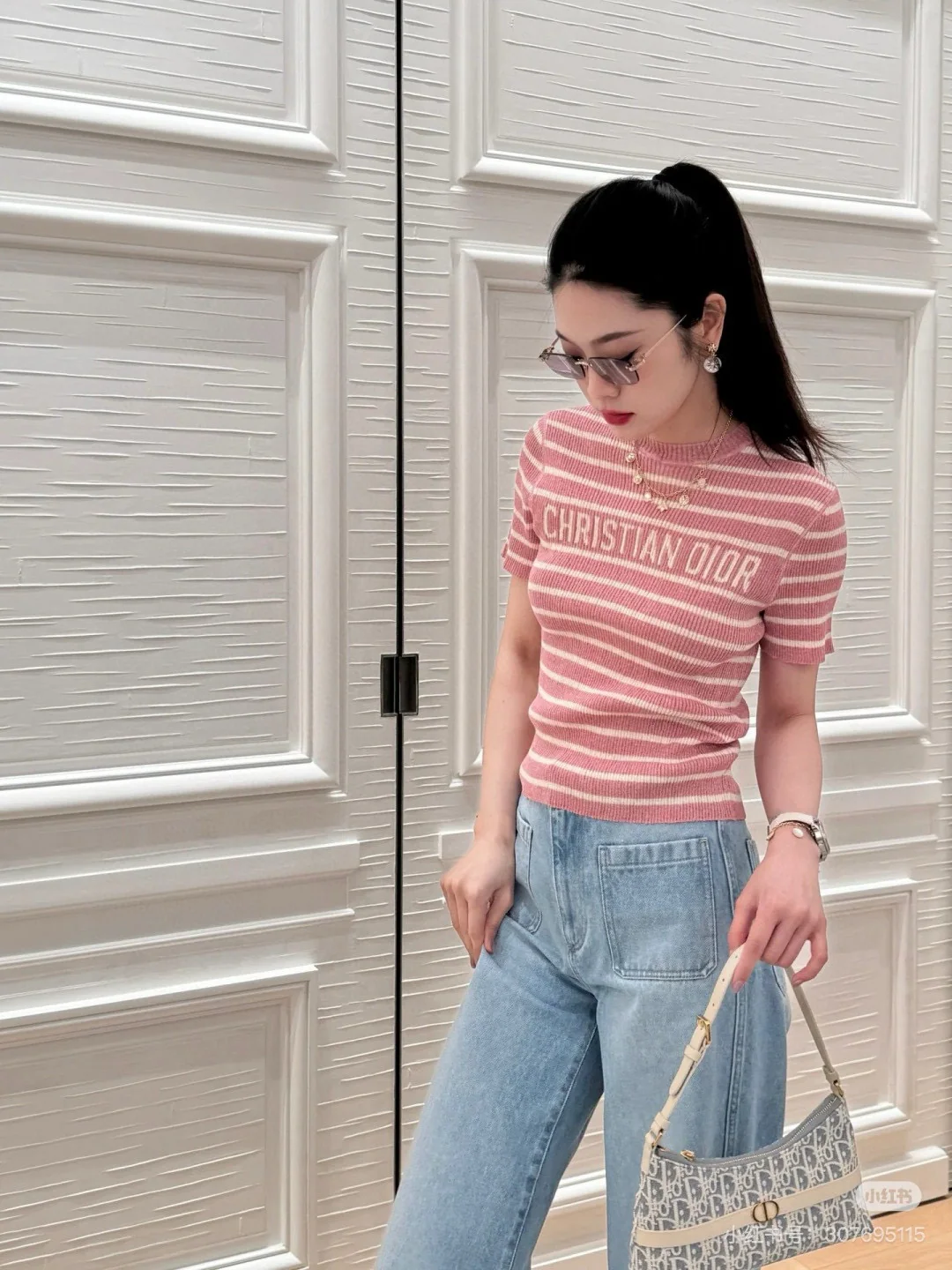 디올 스트라이프 레터 린넨 반팔 셔츠 상세 이미지 7
