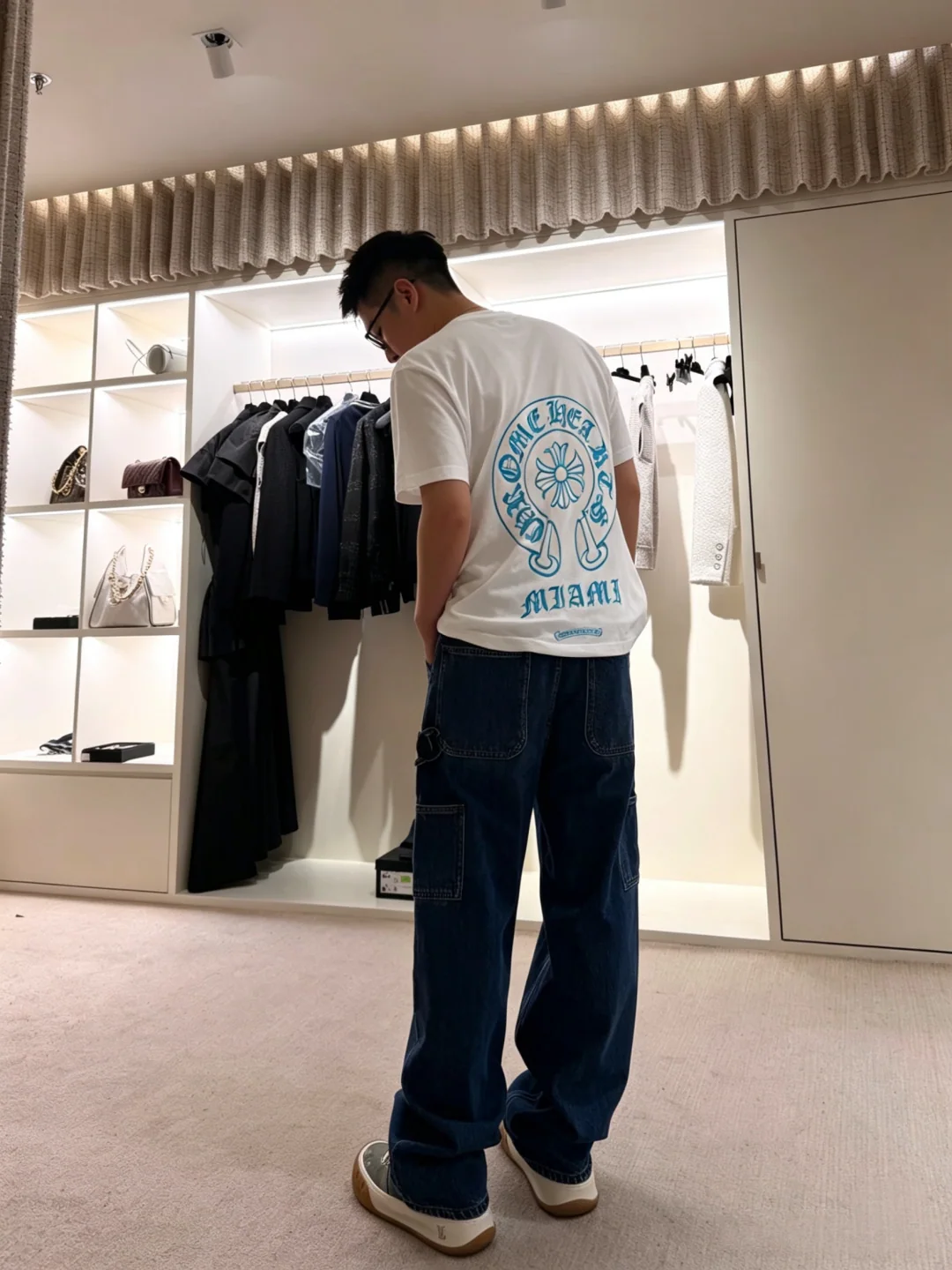 크롬하츠 청색 흰색 코튼 남성 반팔 티셔츠 상세 이미지 9
