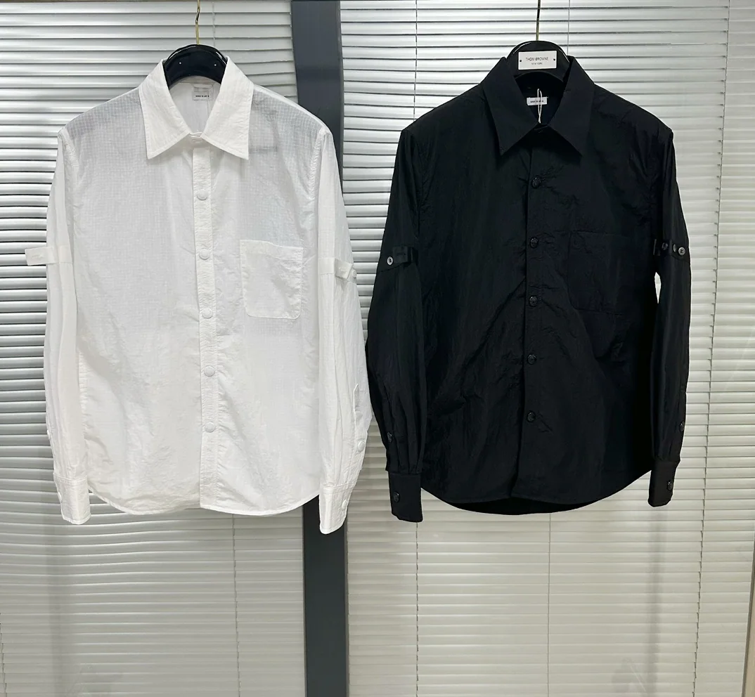 톰브라운 다크 체크 경량 긴팔 셔츠 상세 이미지 1
