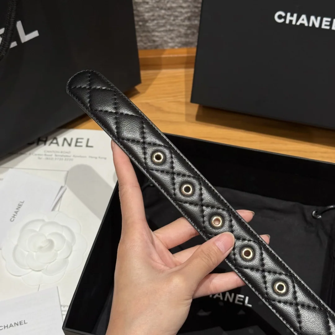 샤넬 더블 C 메탈 로고 램스킨 벨트 상세 이미지 7