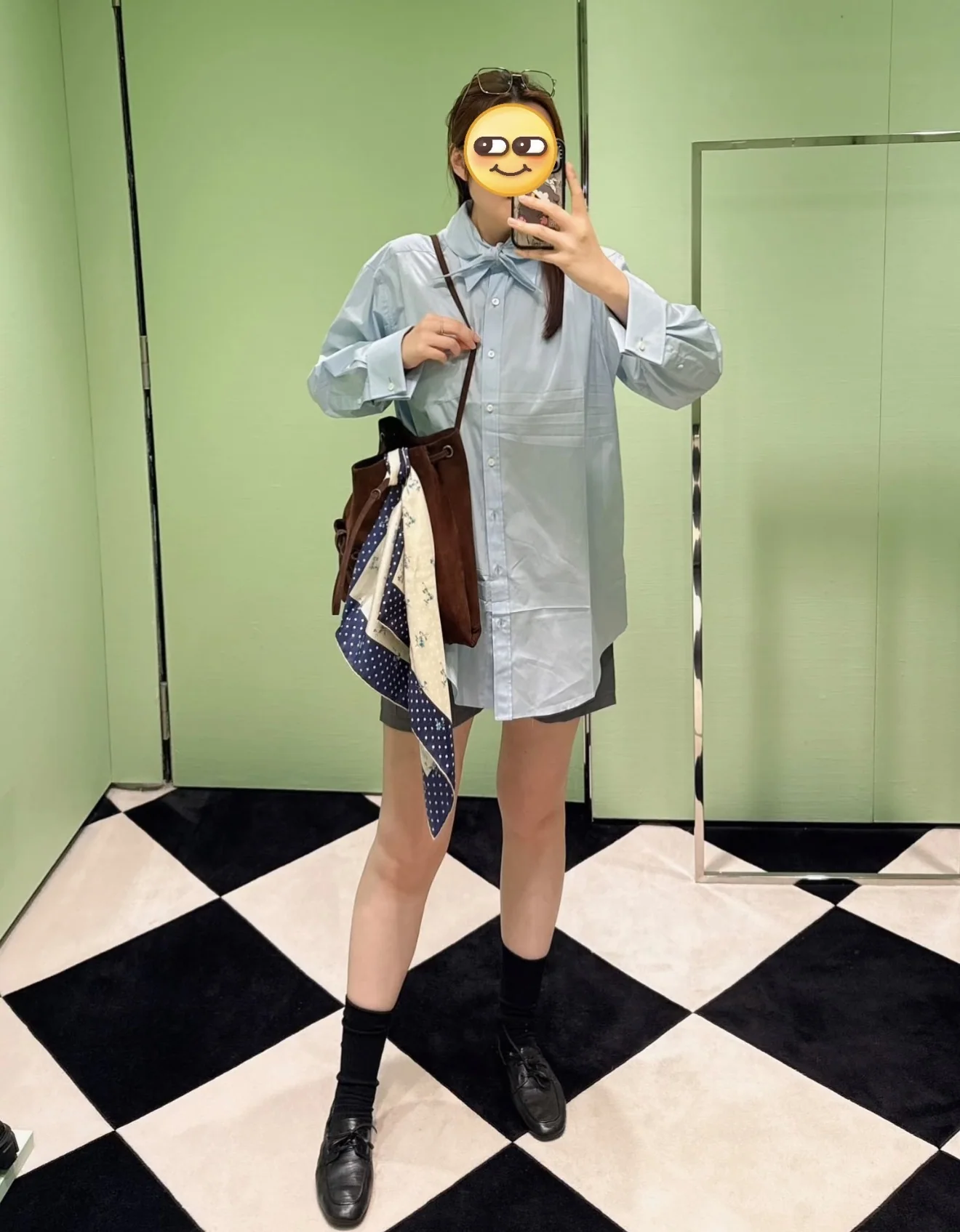 프라다 나비넥타이 코튼 셔츠 원피스 상세 이미지 7
